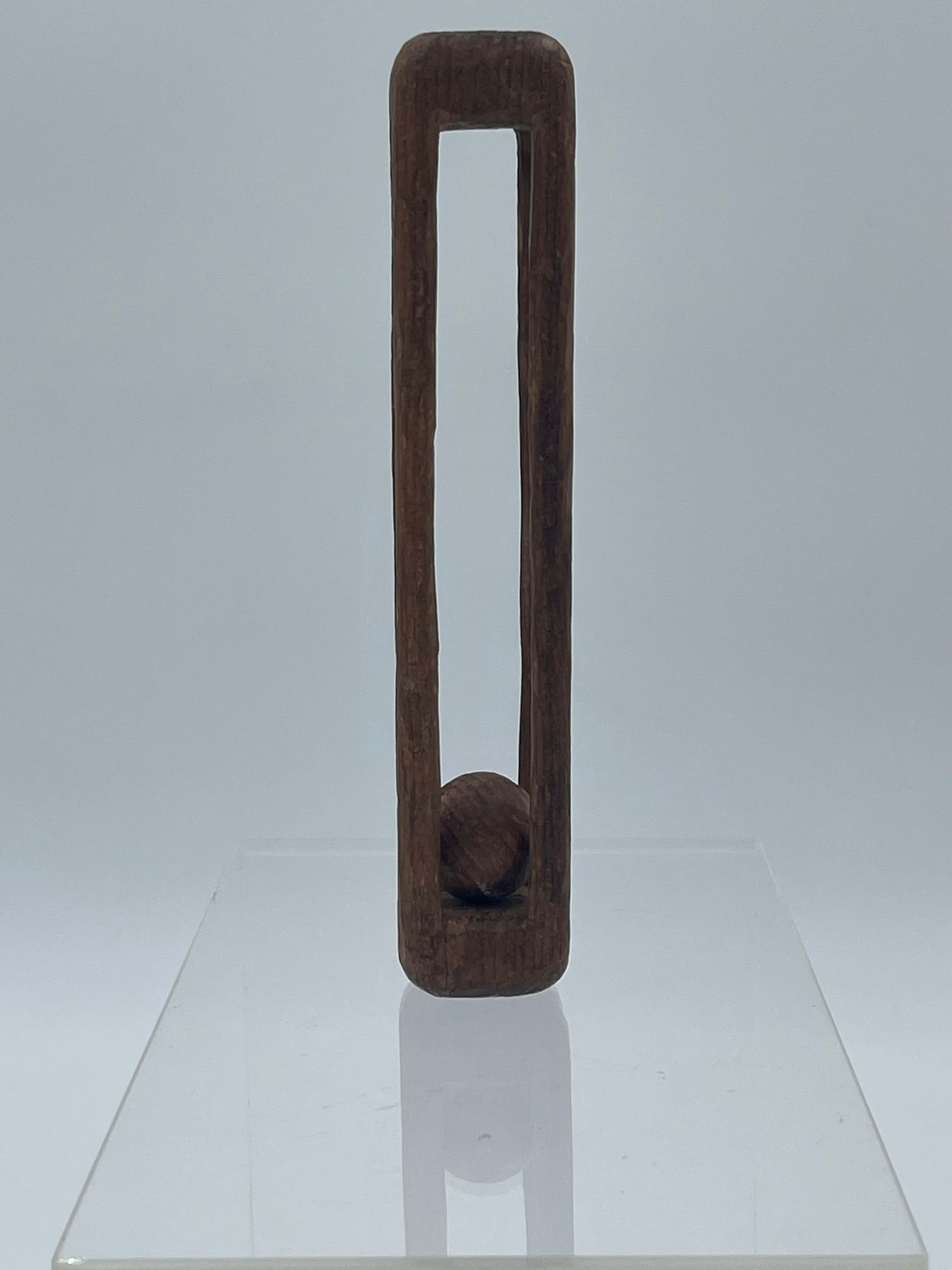 Folk Art Wood Carved Ball in a Cage
