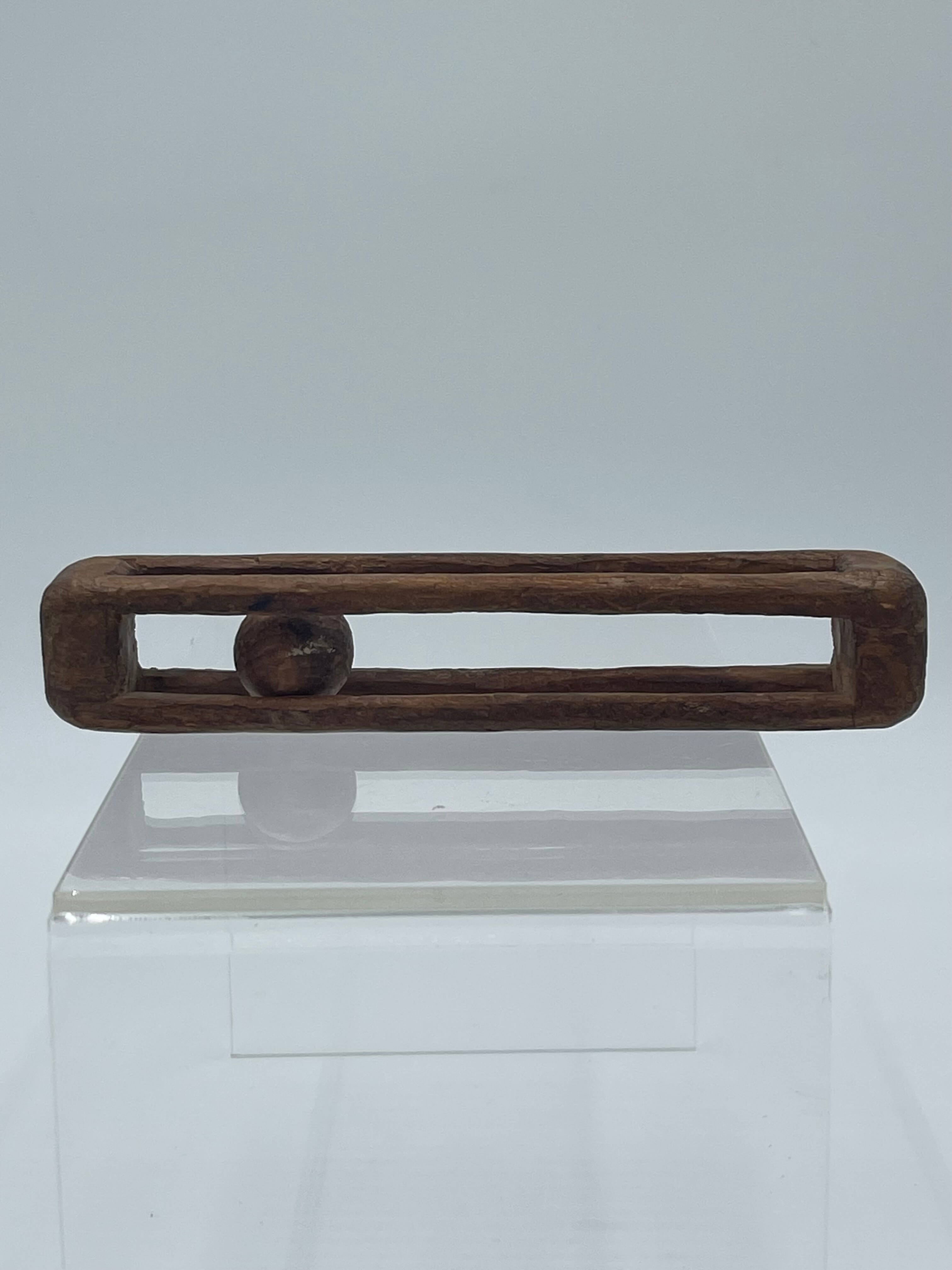 Folk Art Wood Carved Ball in a Cage