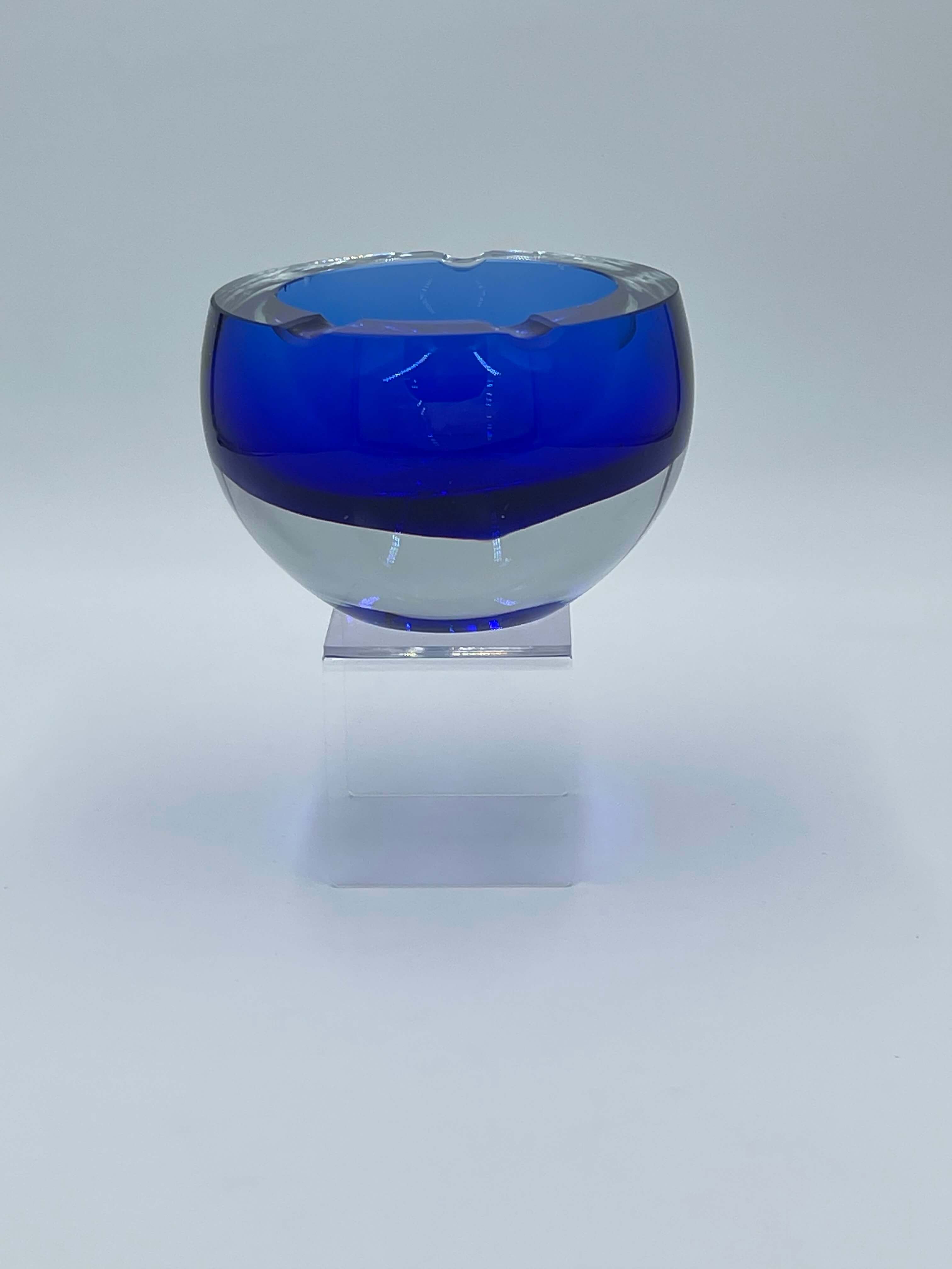Large Murano Sommerso Glass Ash Tray