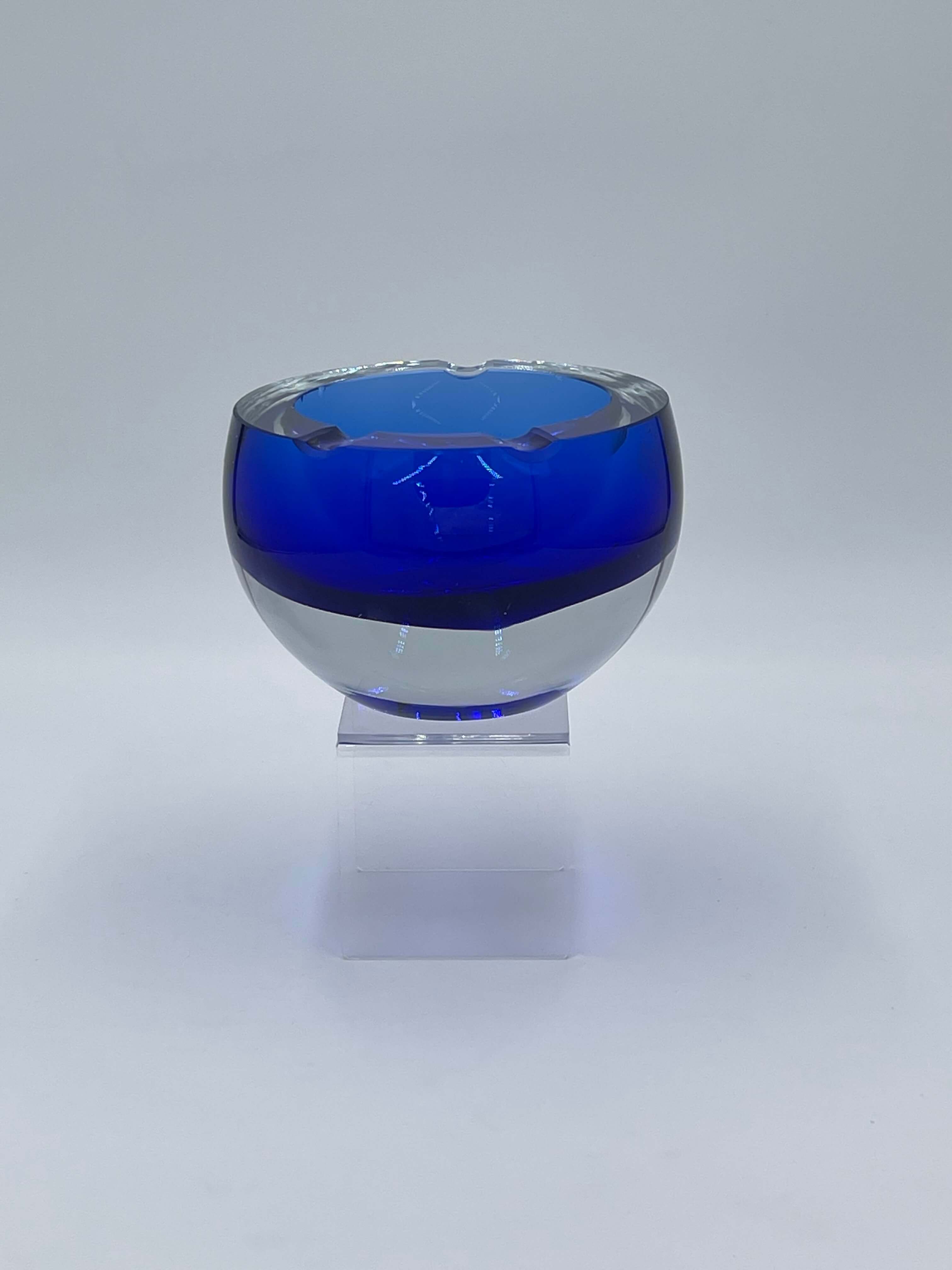 Large Murano Sommerso Glass Ash Tray