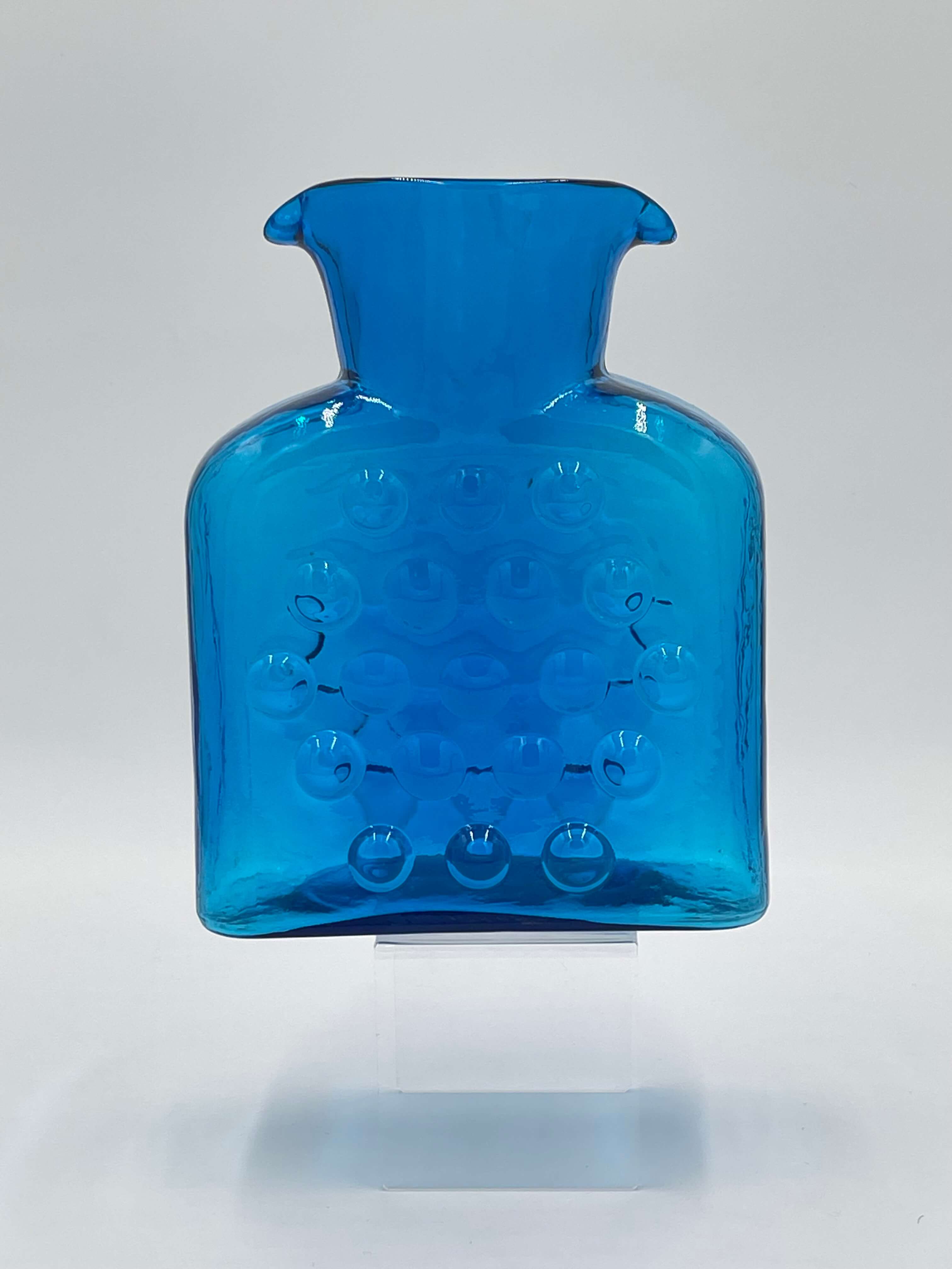 Blenko Blue Hob Nail MCM Glass Water Carafe