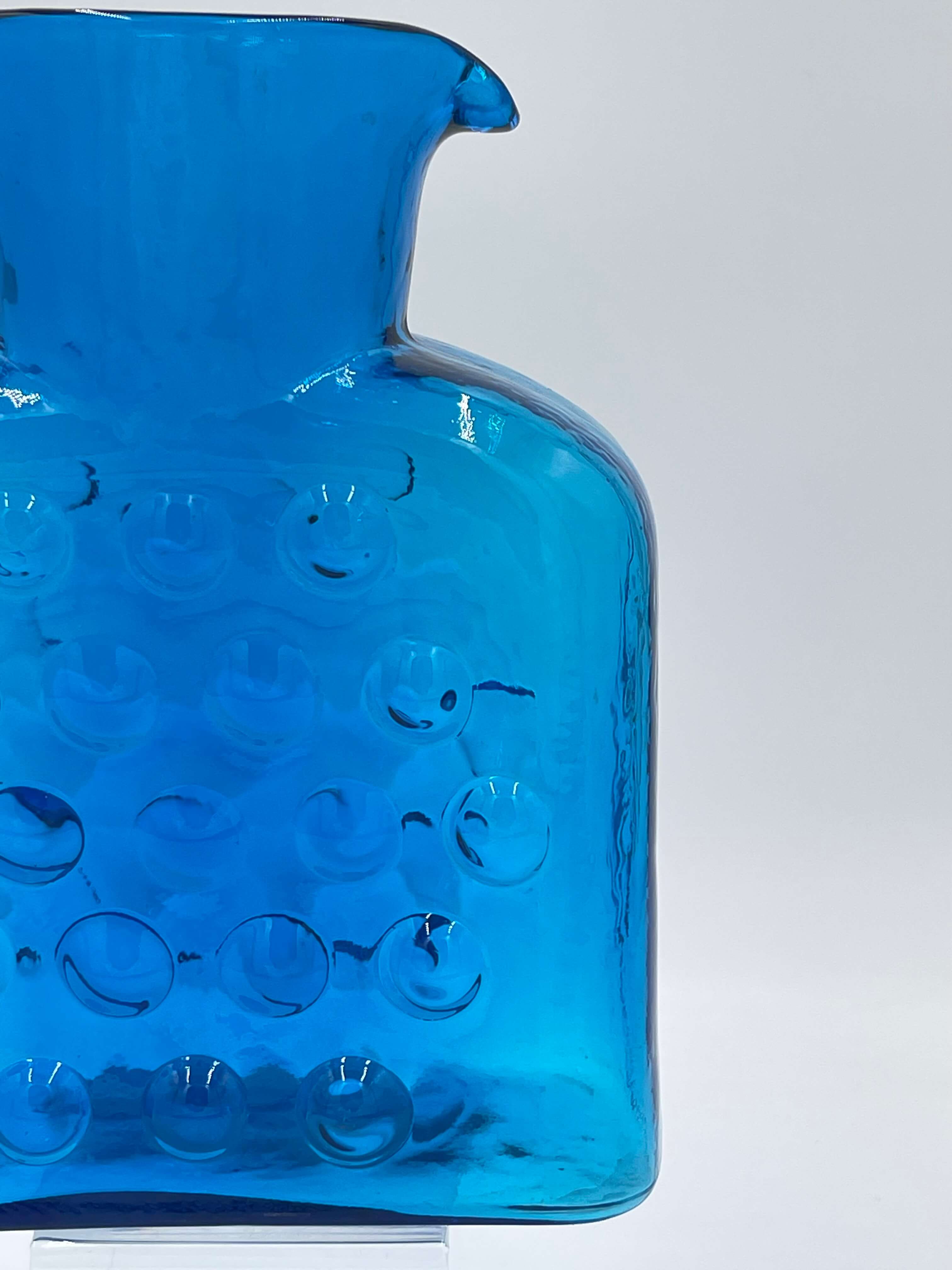 Blenko Blue Hob Nail MCM Glass Water Carafe