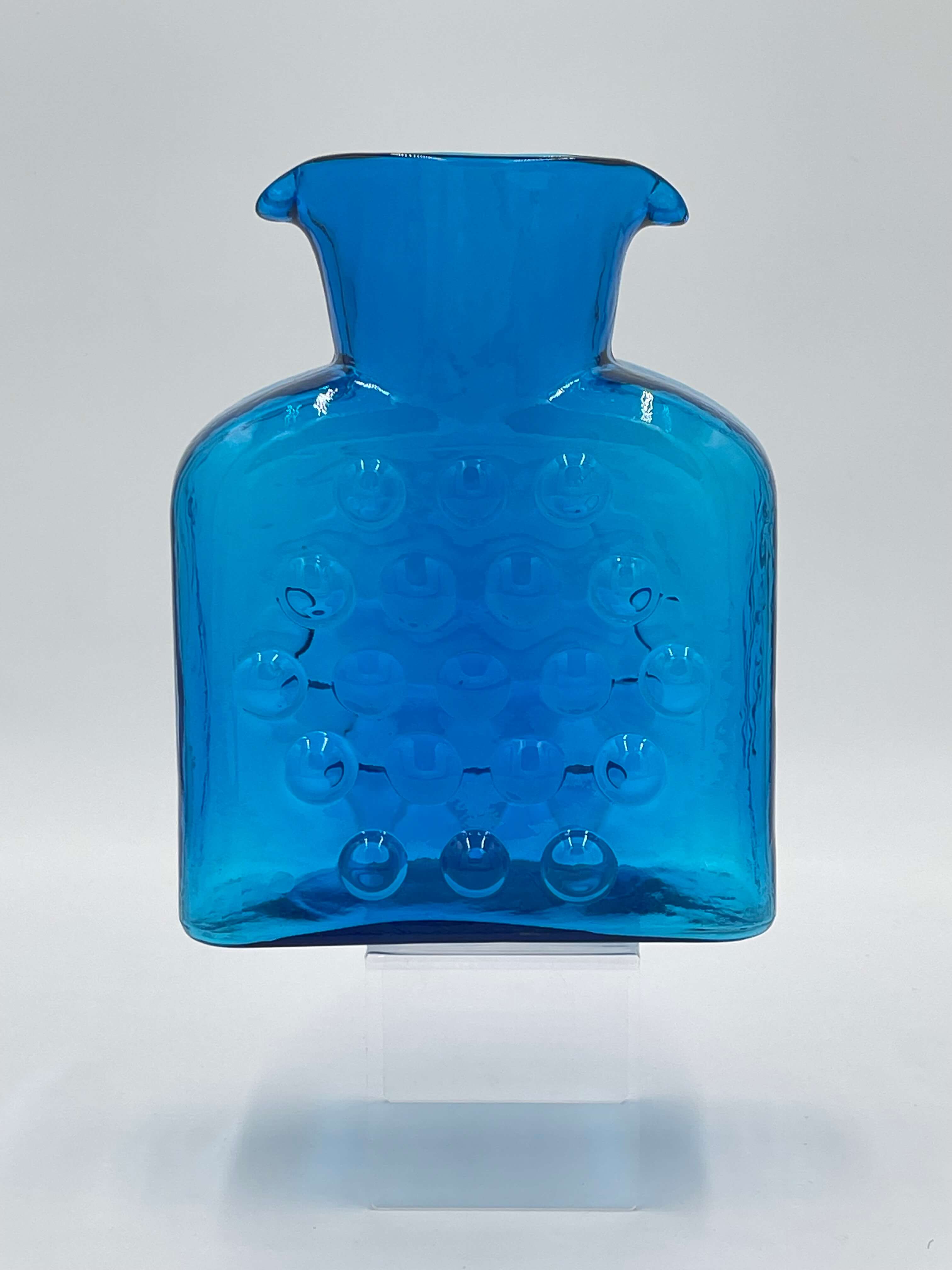 Blenko Blue Hob Nail MCM Glass Water Carafe