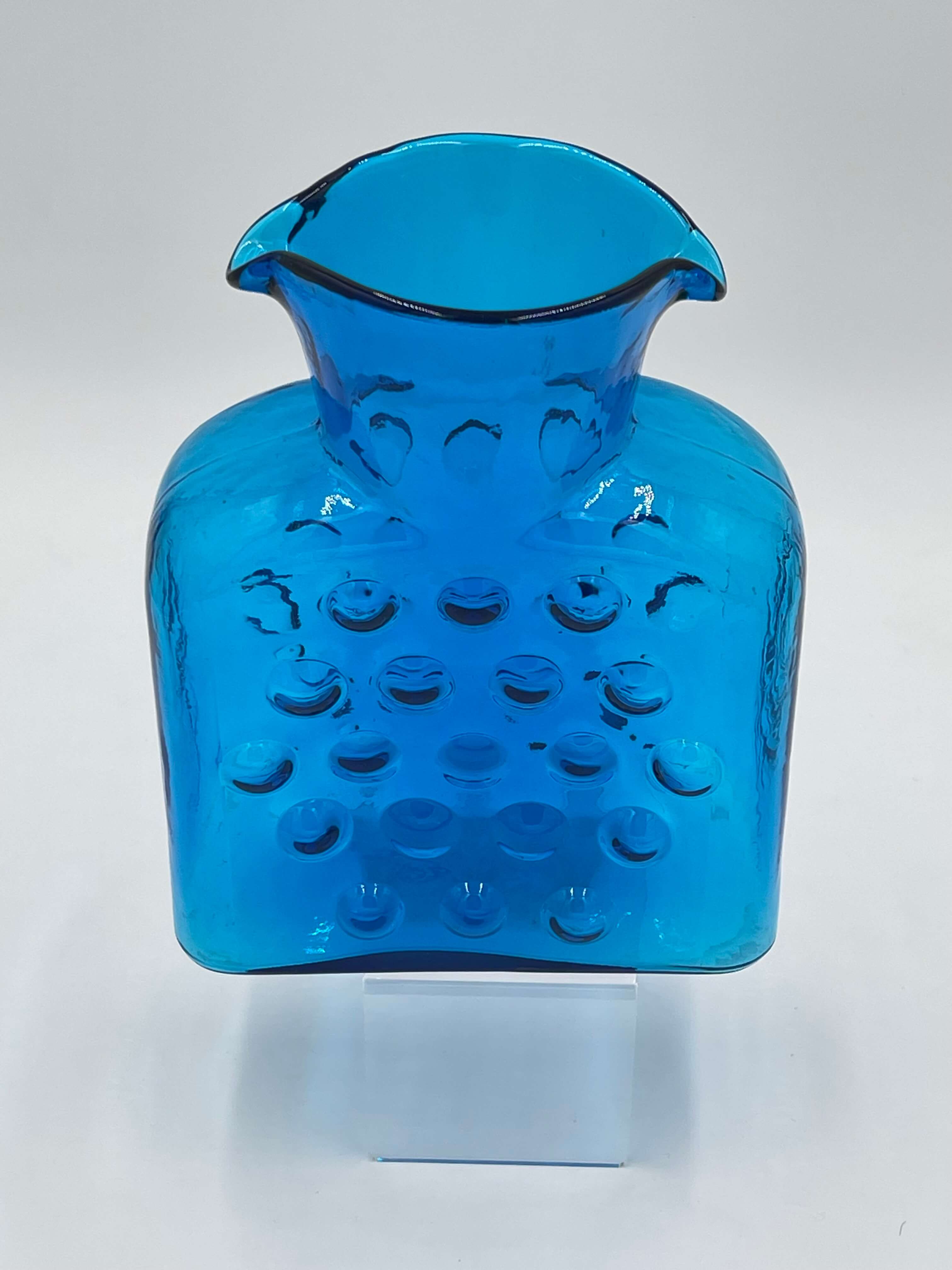 Blenko Blue Hob Nail MCM Glass Water Carafe