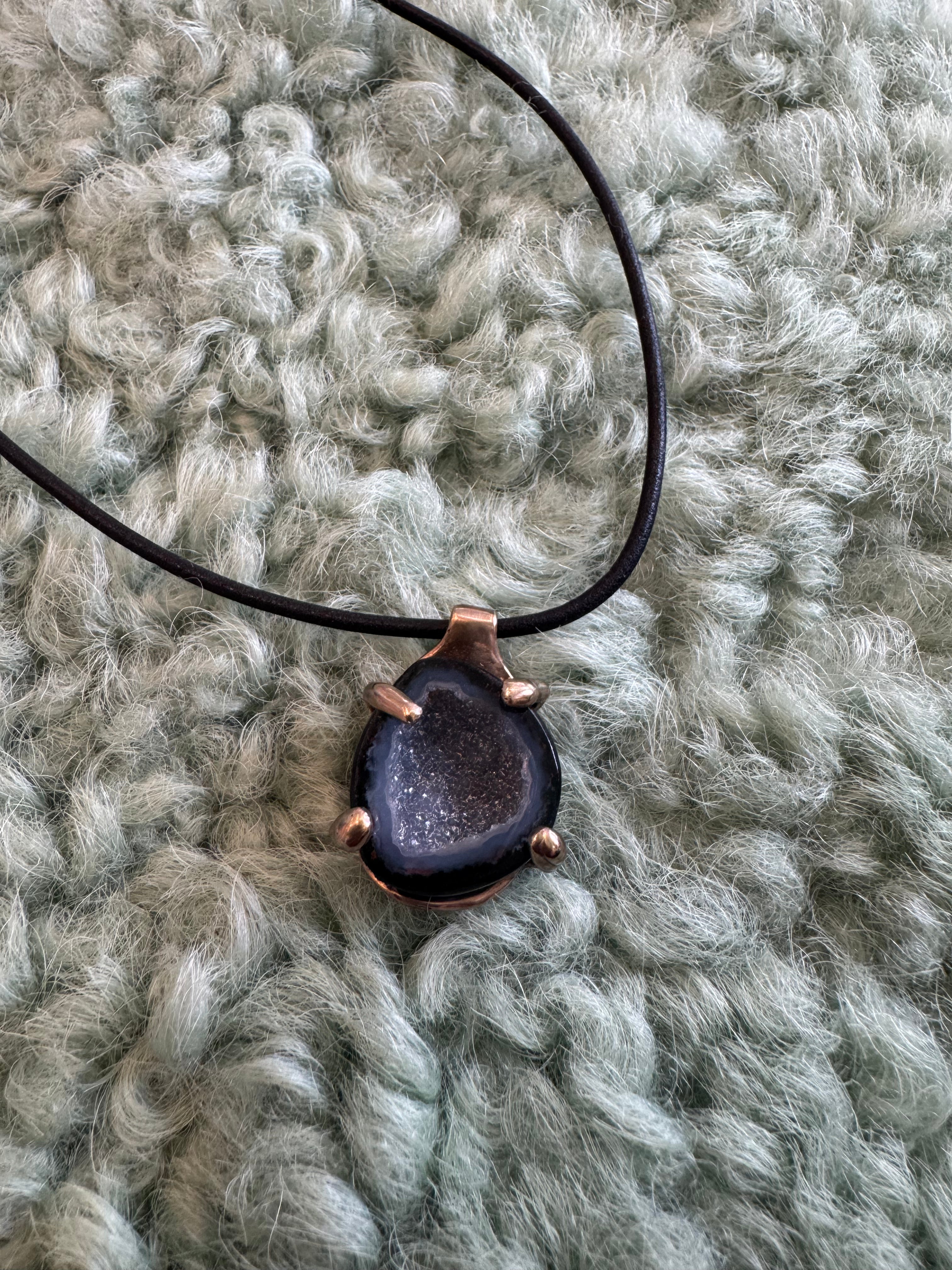 Geode Bronze Claw Necklace by Carina Schott