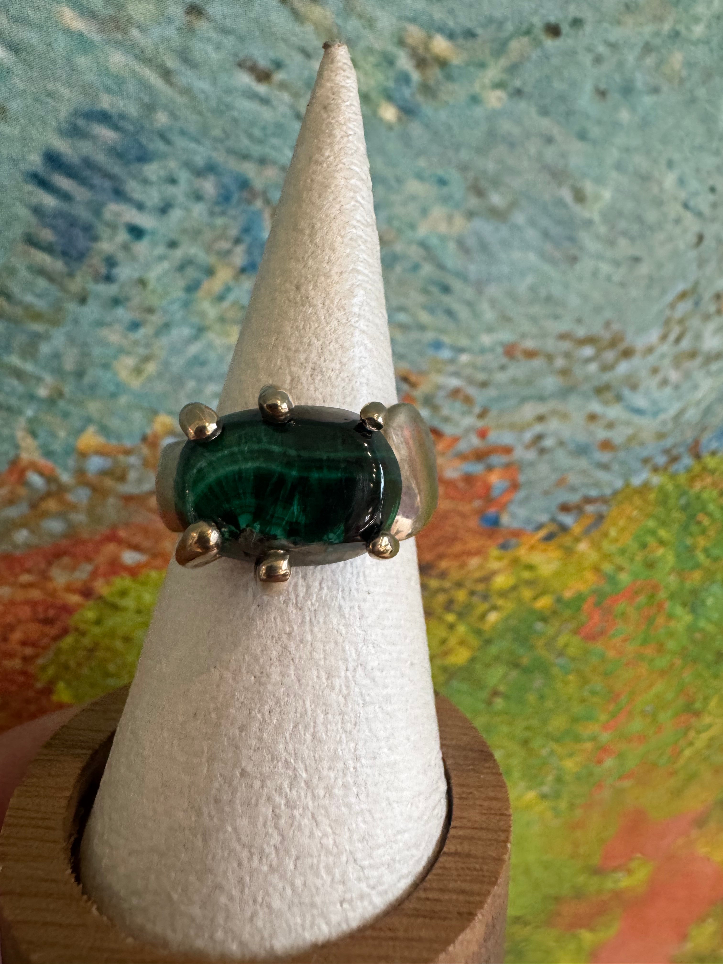 Bisbee Malachite Bronze Ring by Carina Schott