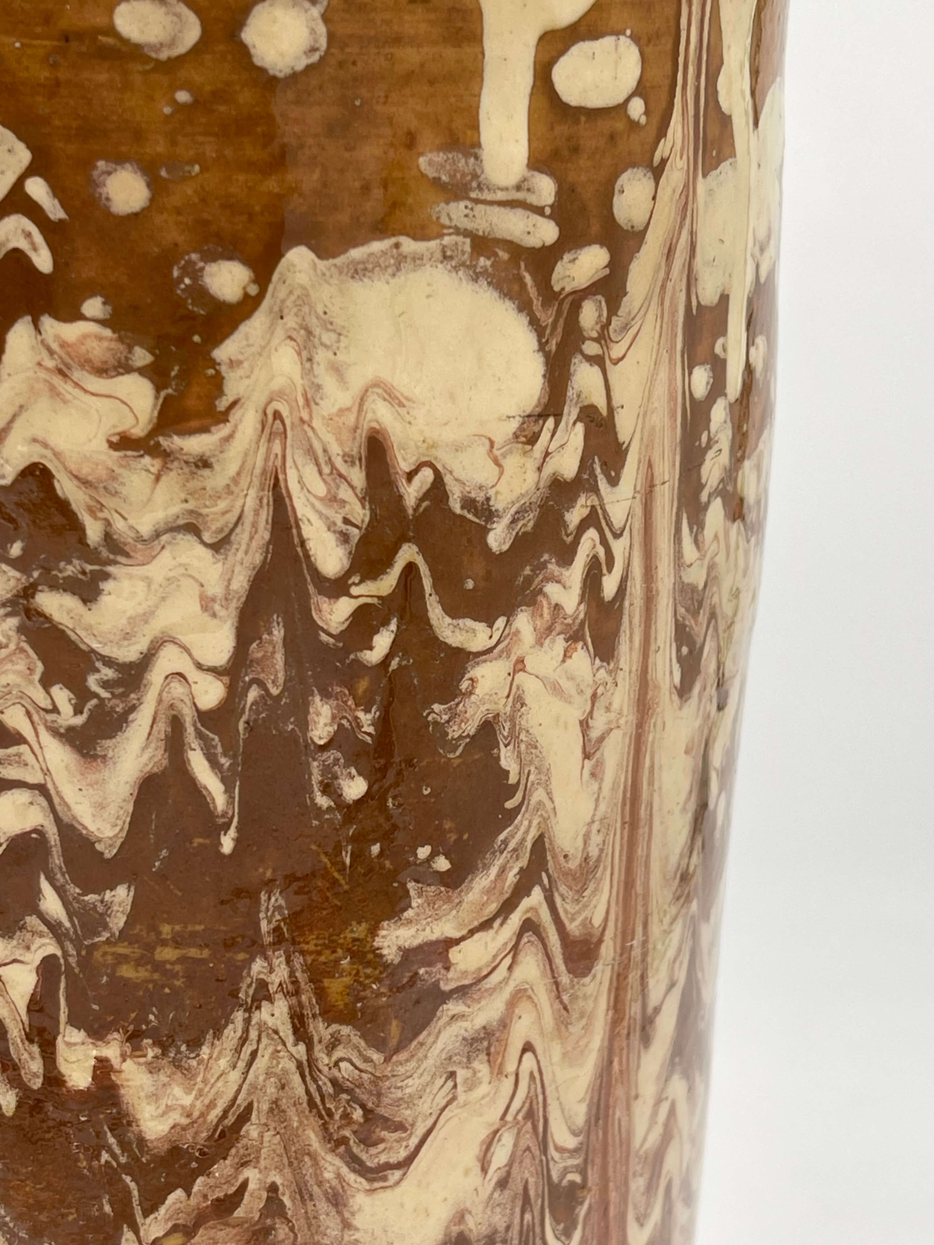 200+ year old ceramic vase with swirl/splatter glaze