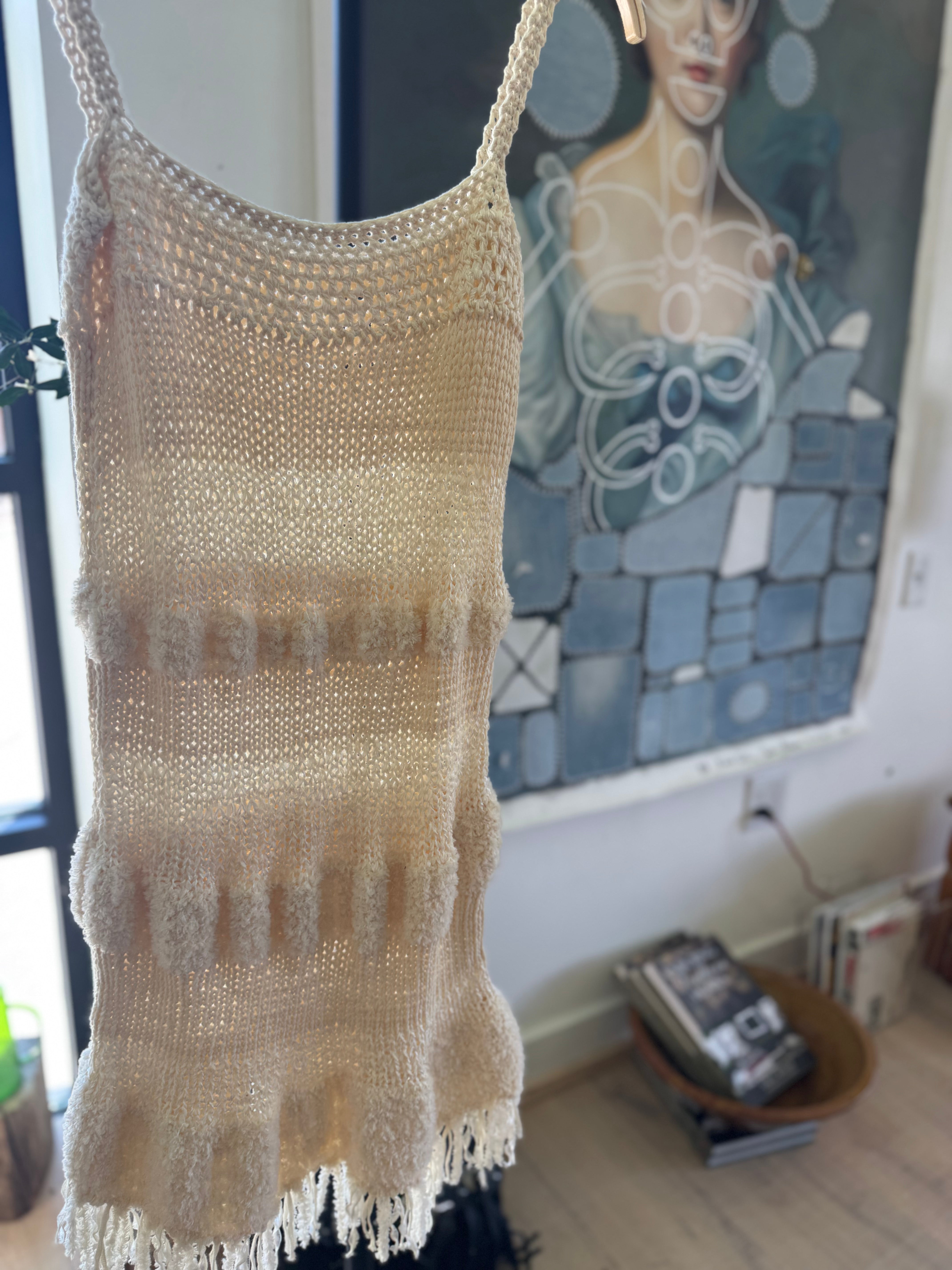 Cream Fringe Mini Dress by Little Pond Love
