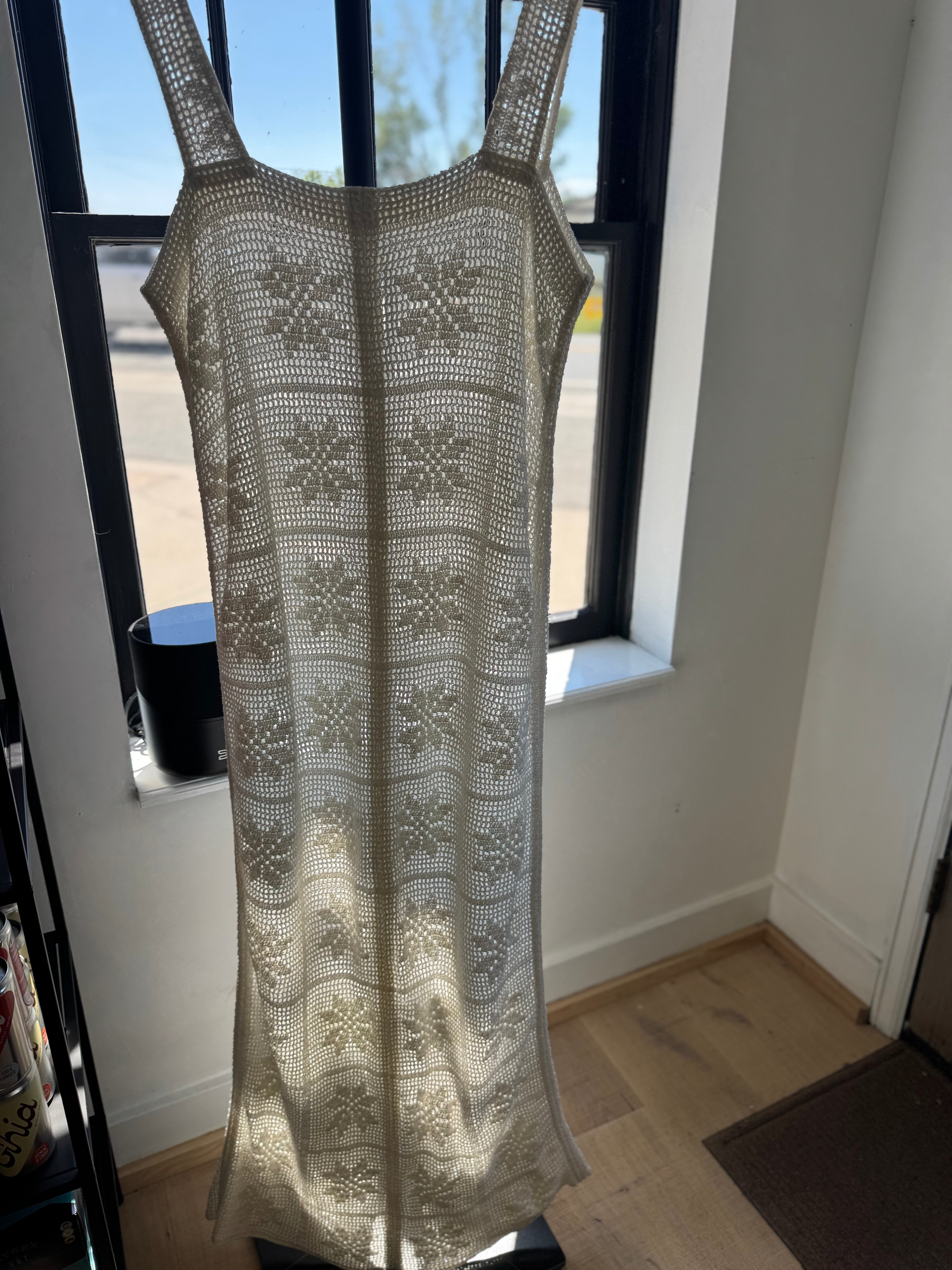 Cotton Crochet Coverlet Upcycled Maxi Dress by Little Pond Love