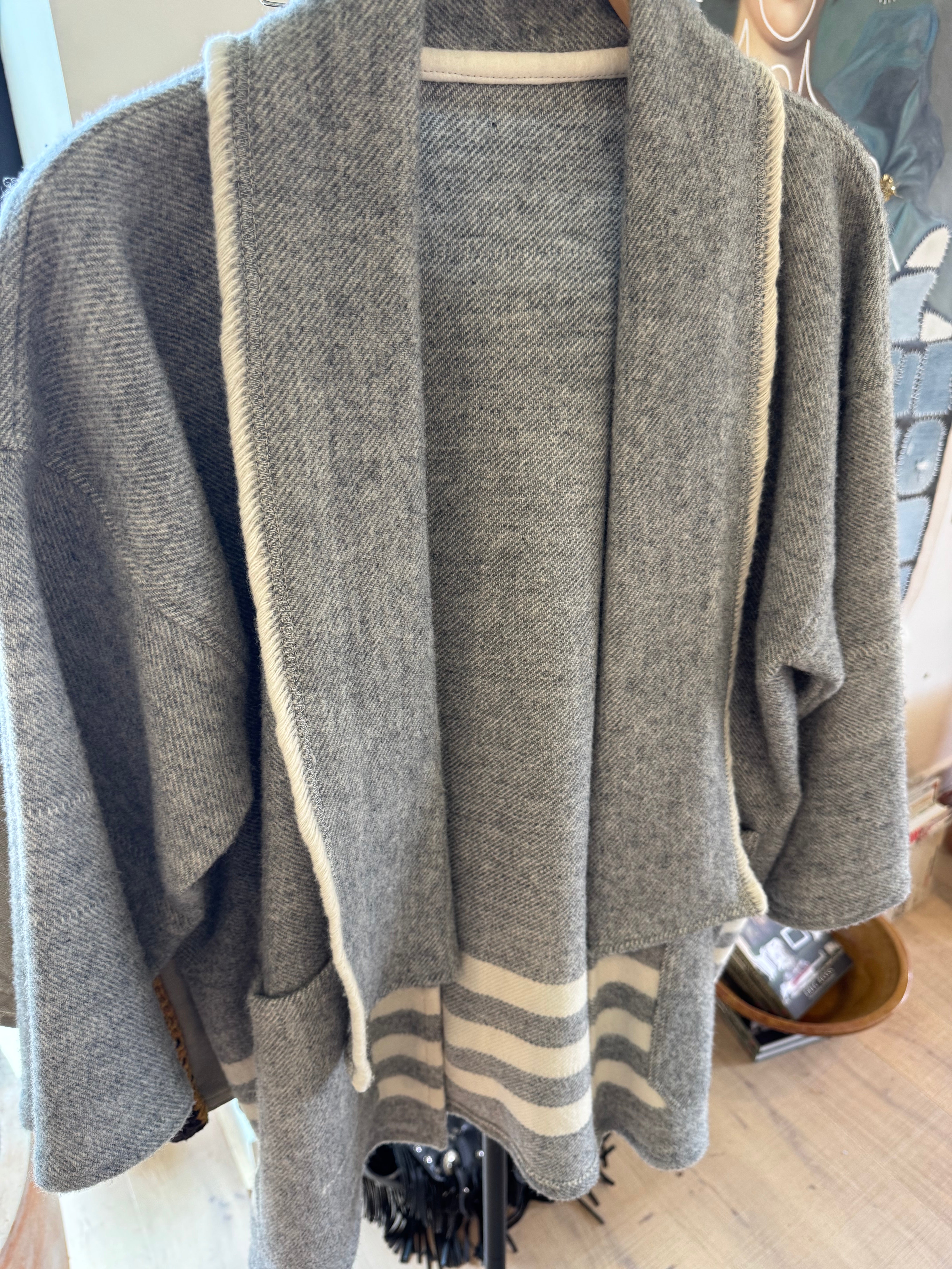 Heather Grey Shawl Collar Jacket by Little Pond Love
