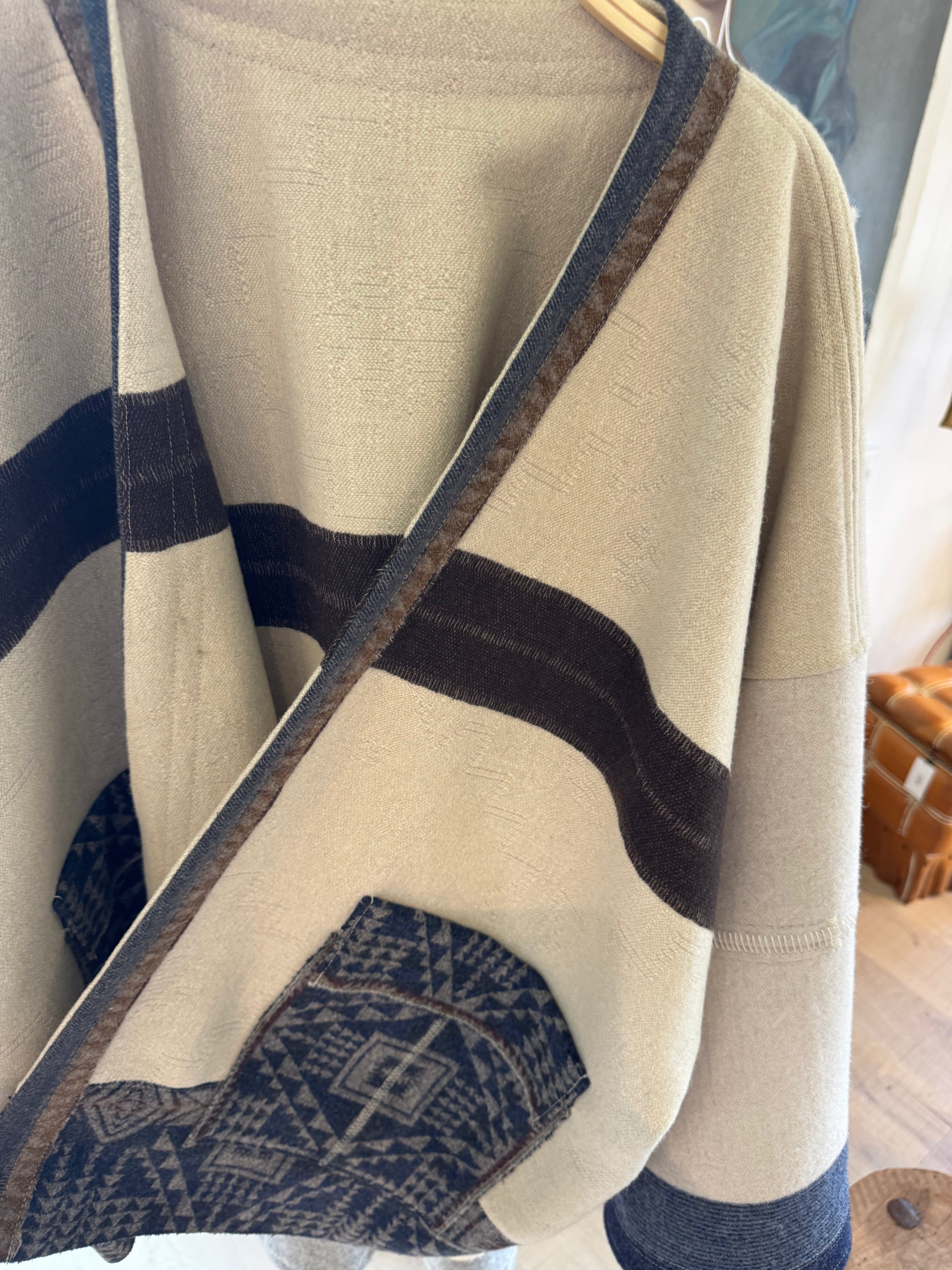 Off White Wrap w/Indigo Accents by Little Pond Love