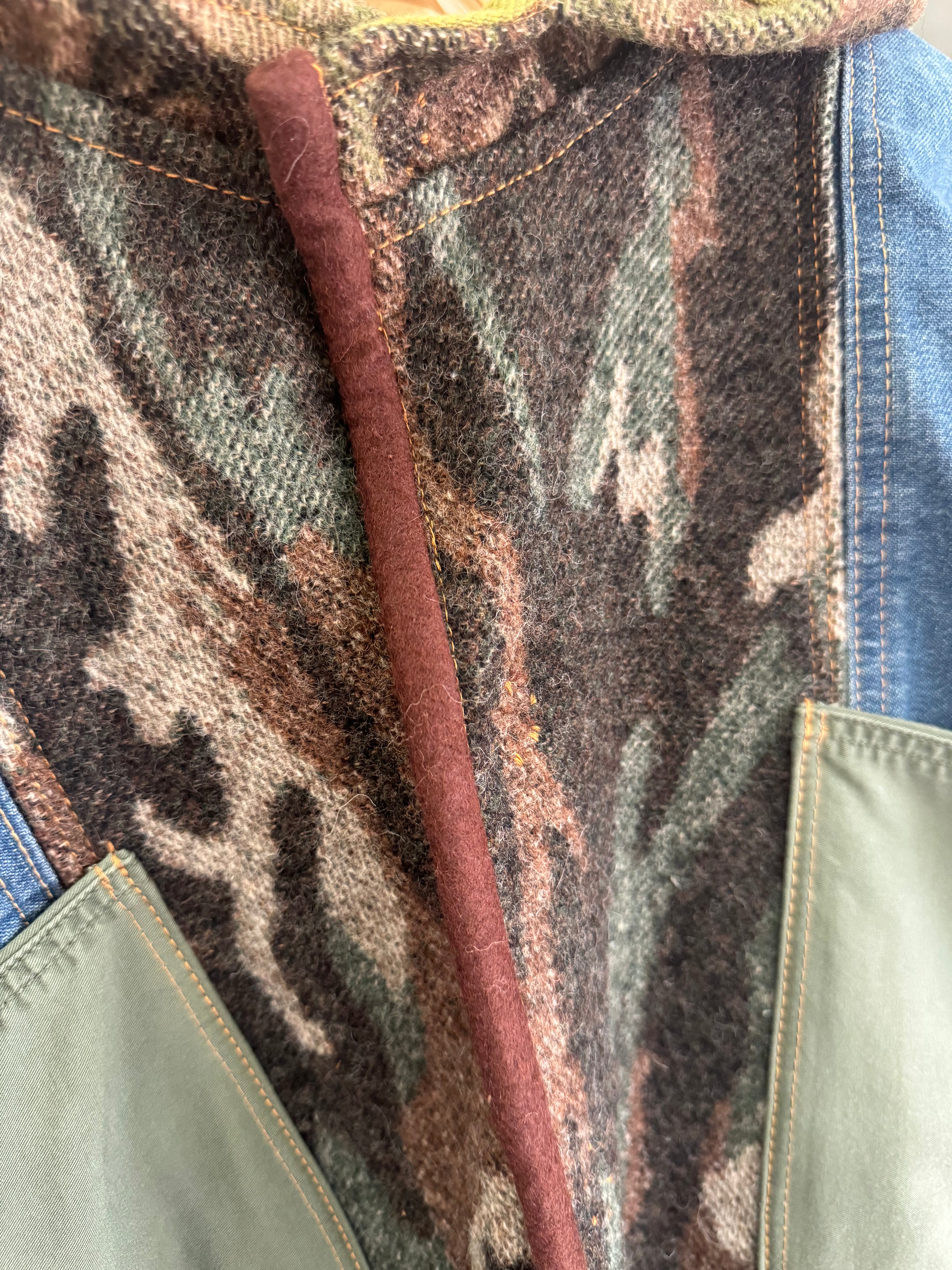 Hooded Denim + Camo Coat by Little Pond Love