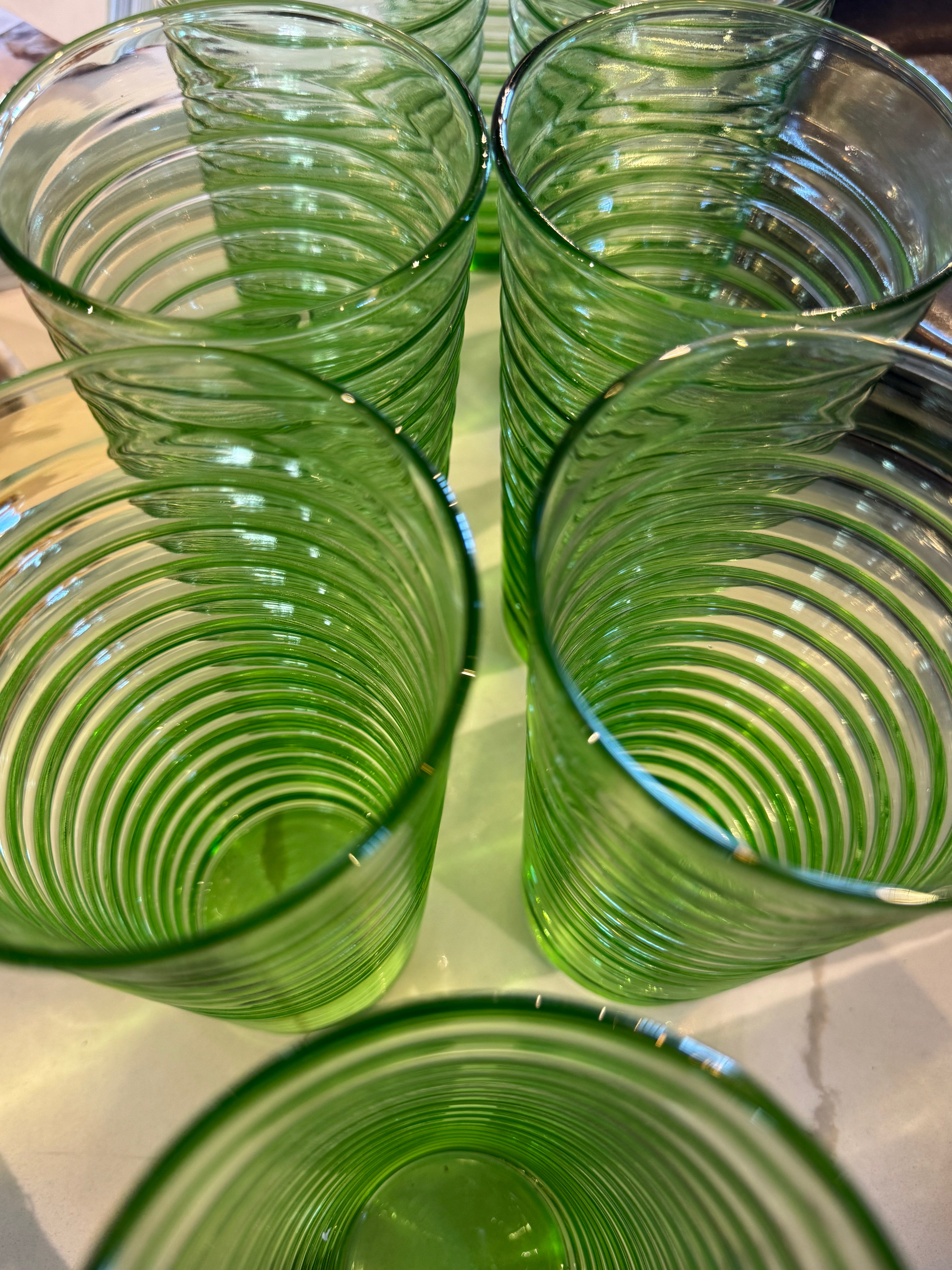 Handblown Vintage Green Tumblers-set of 8
