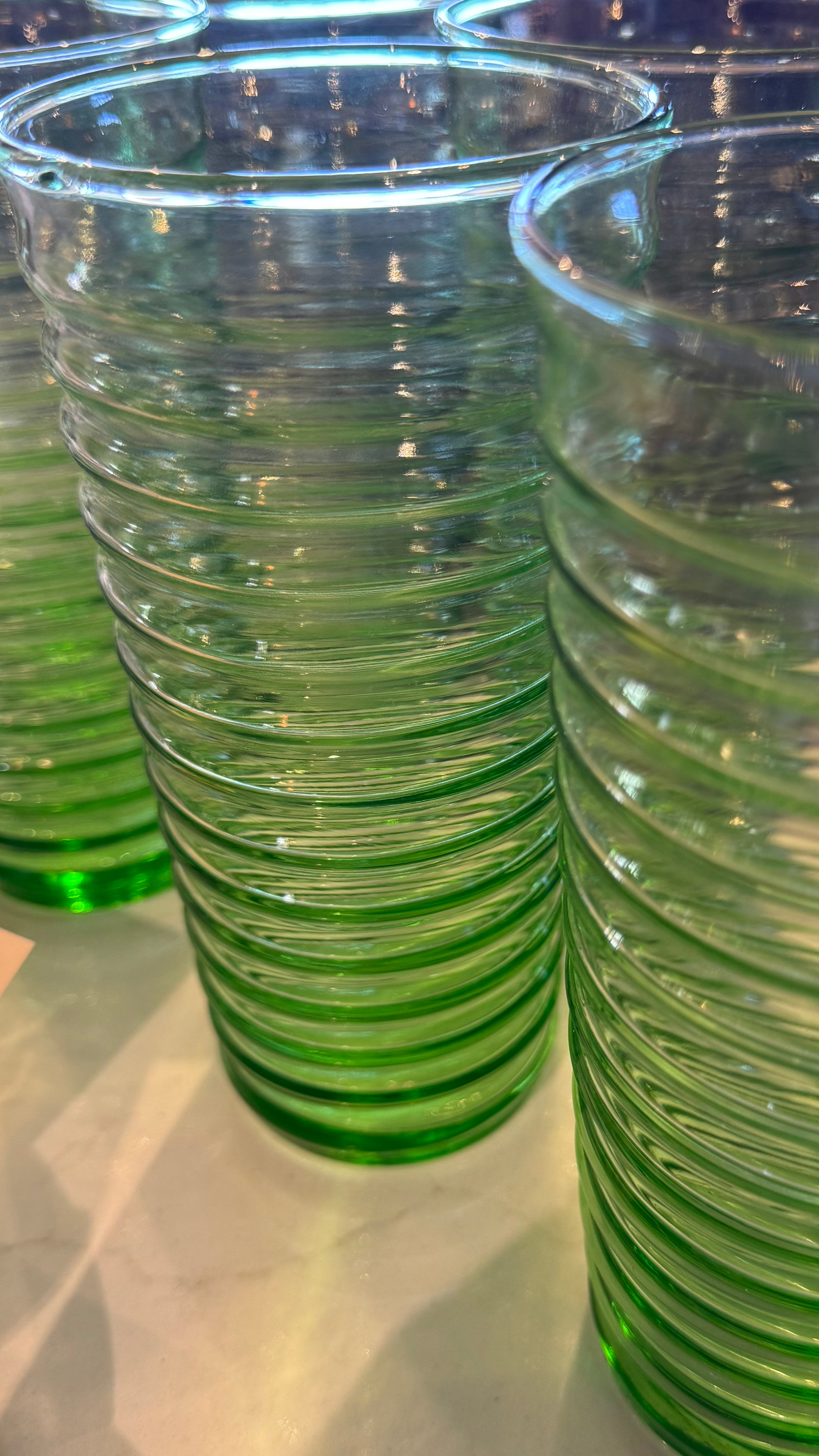 Handblown Vintage Green Tumblers-set of 8