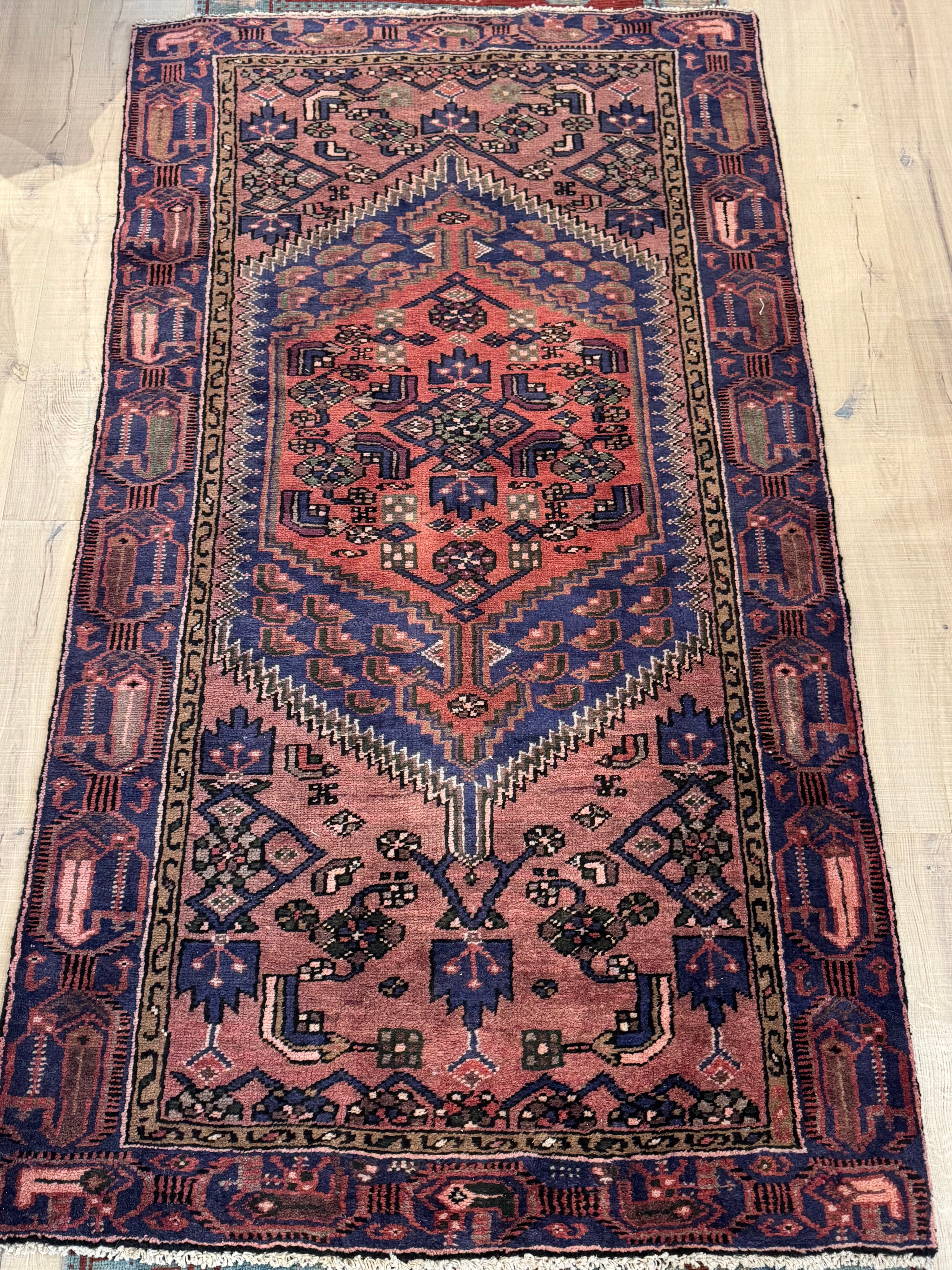 Vintage Turkish Rug Pink & Blues 4'x7'