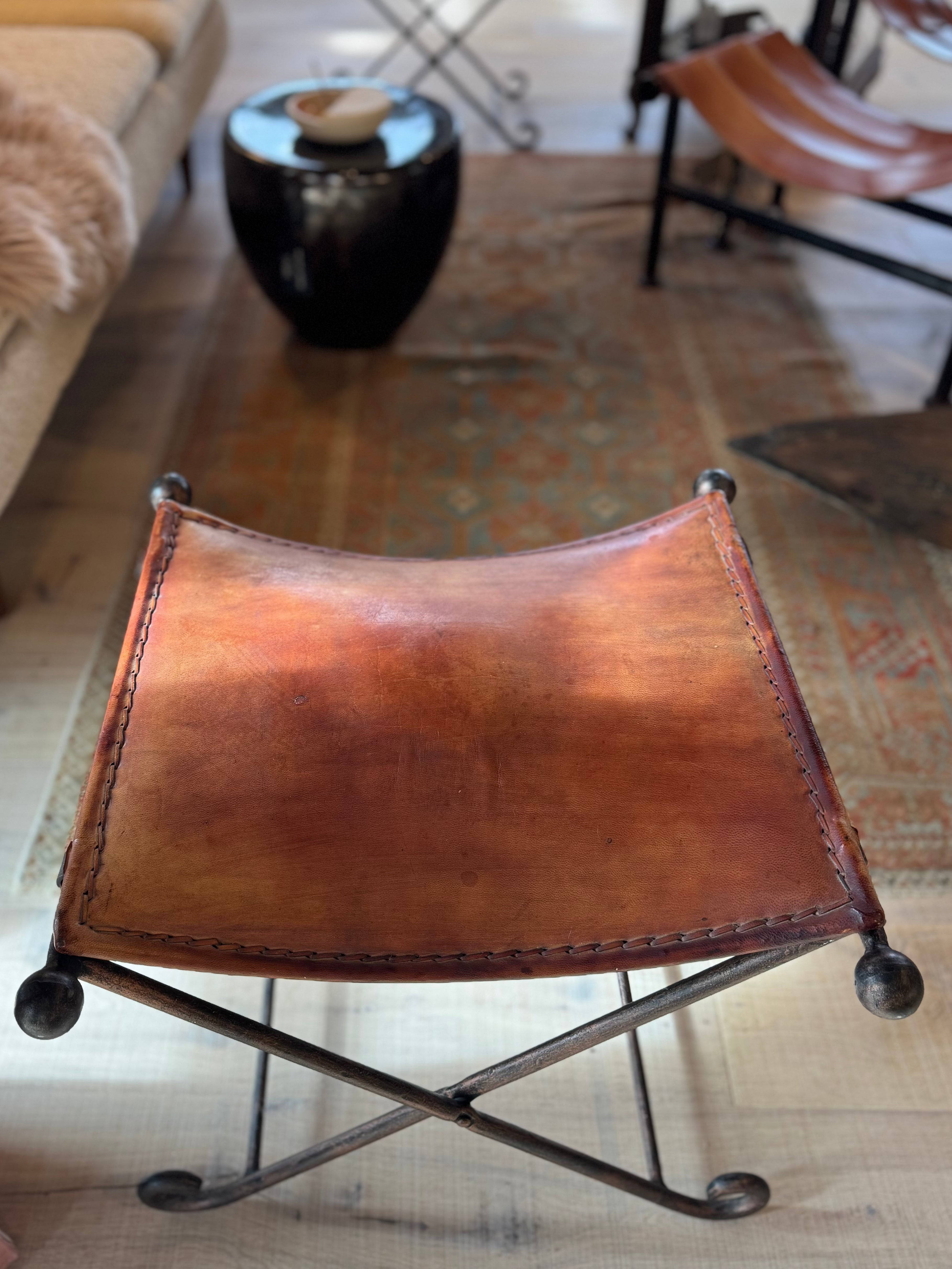 Leather & Iron Stool