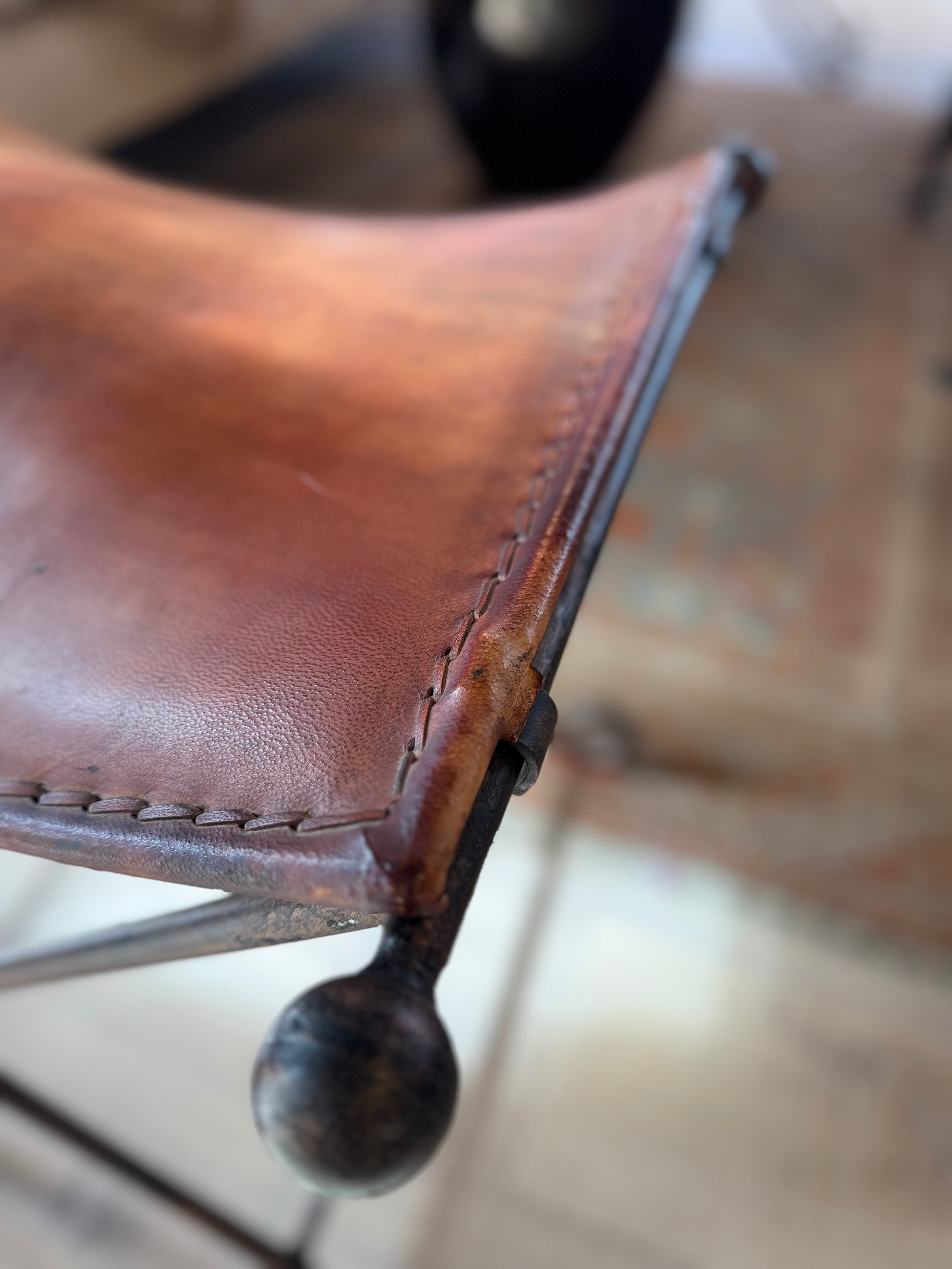 Leather & Iron Stool