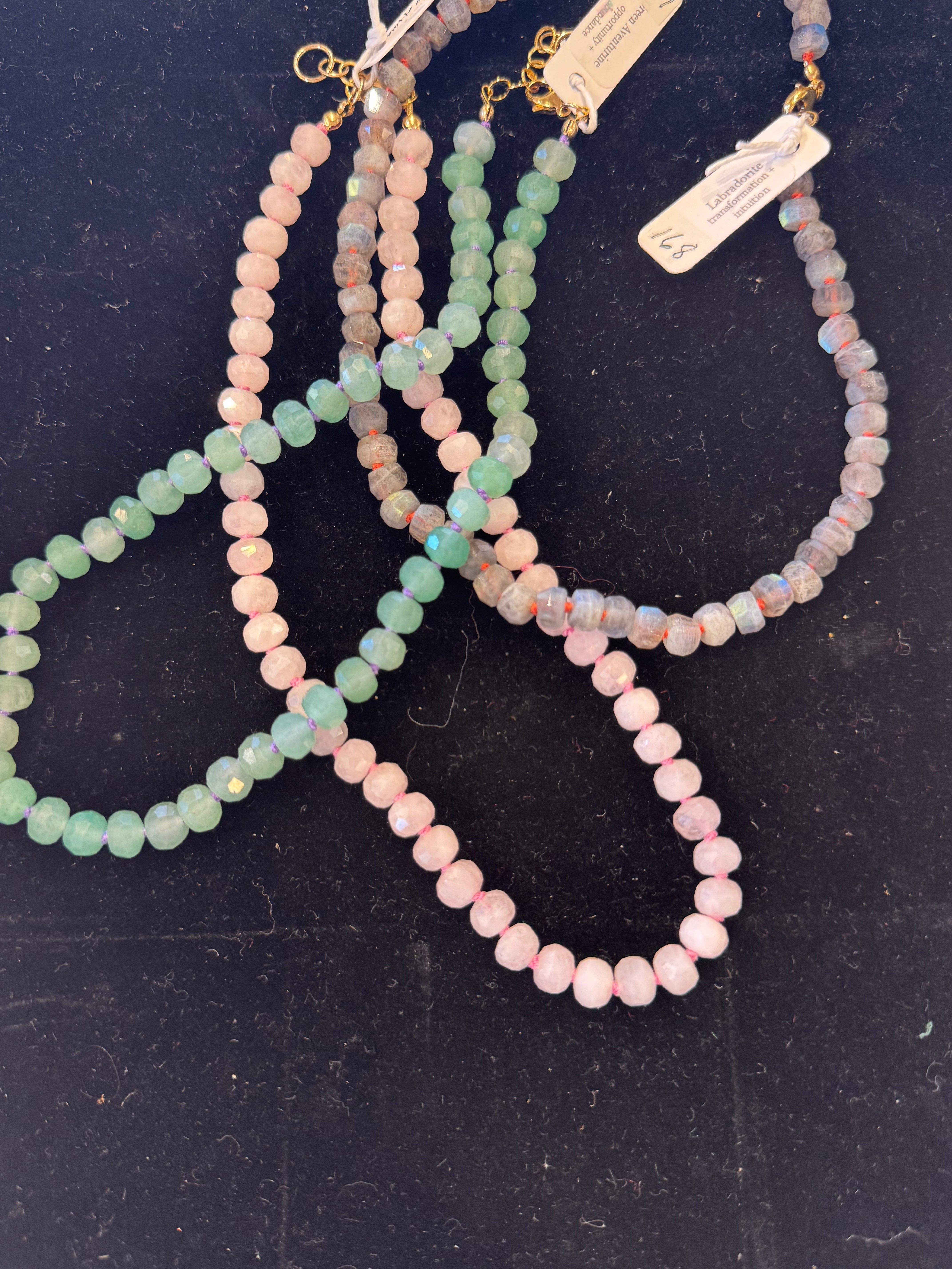 Radiant Malas Knotted Gemstone 16" necklace