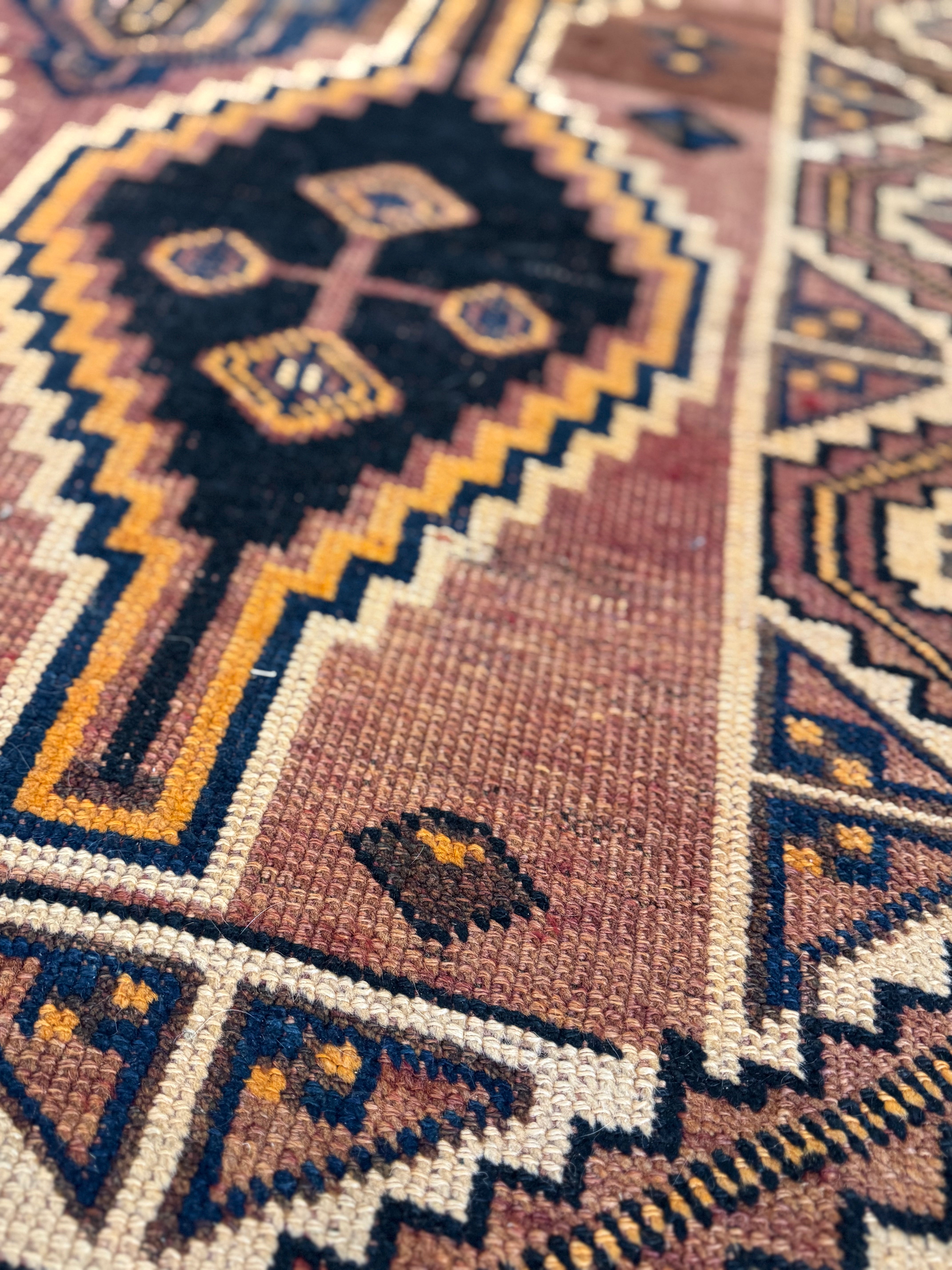 Vintage Turkish Rug in Orange & Blue 4'x 8’4”