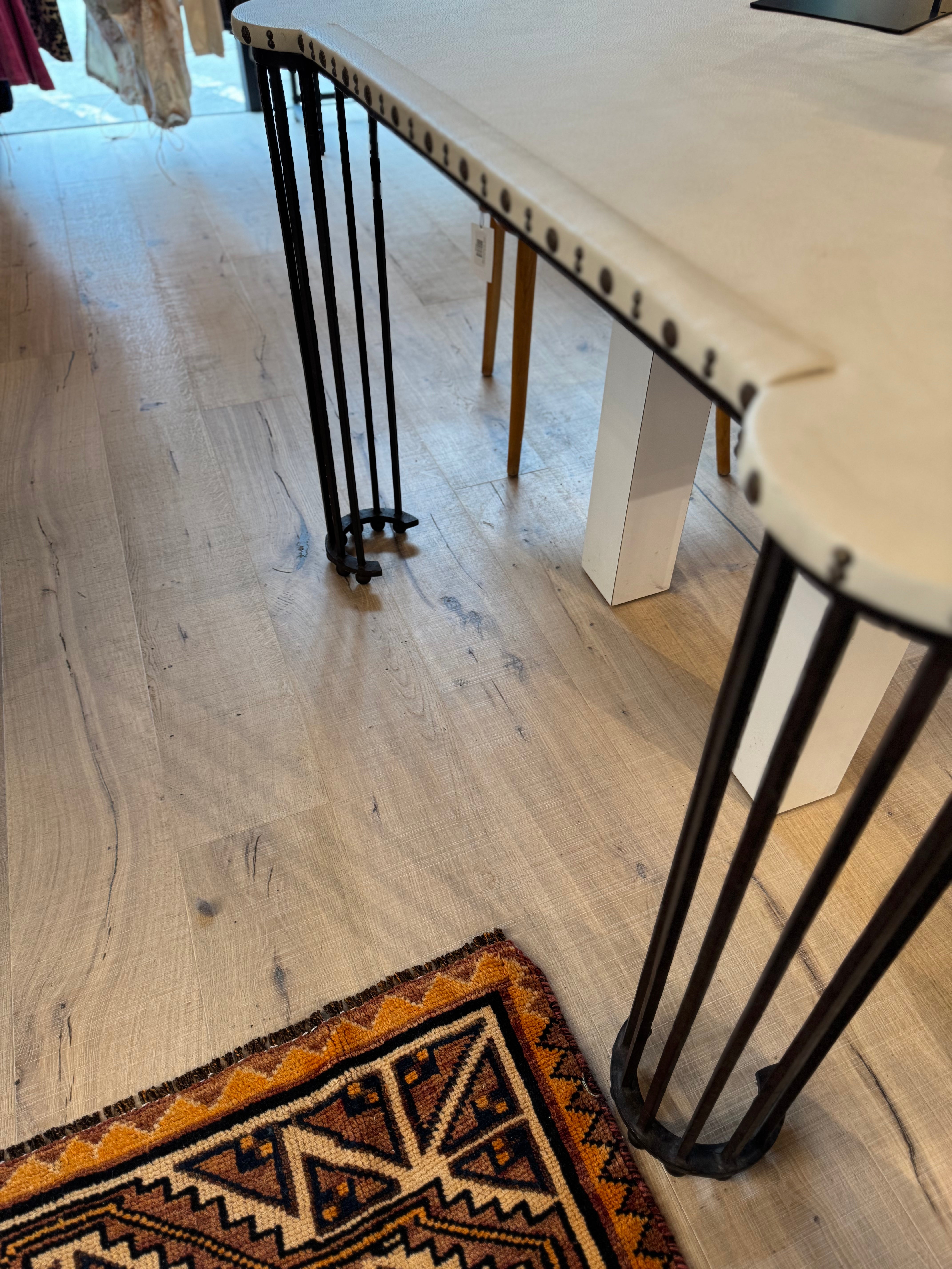 Iron & Leather Game Table by Marjorie Shushan Studio