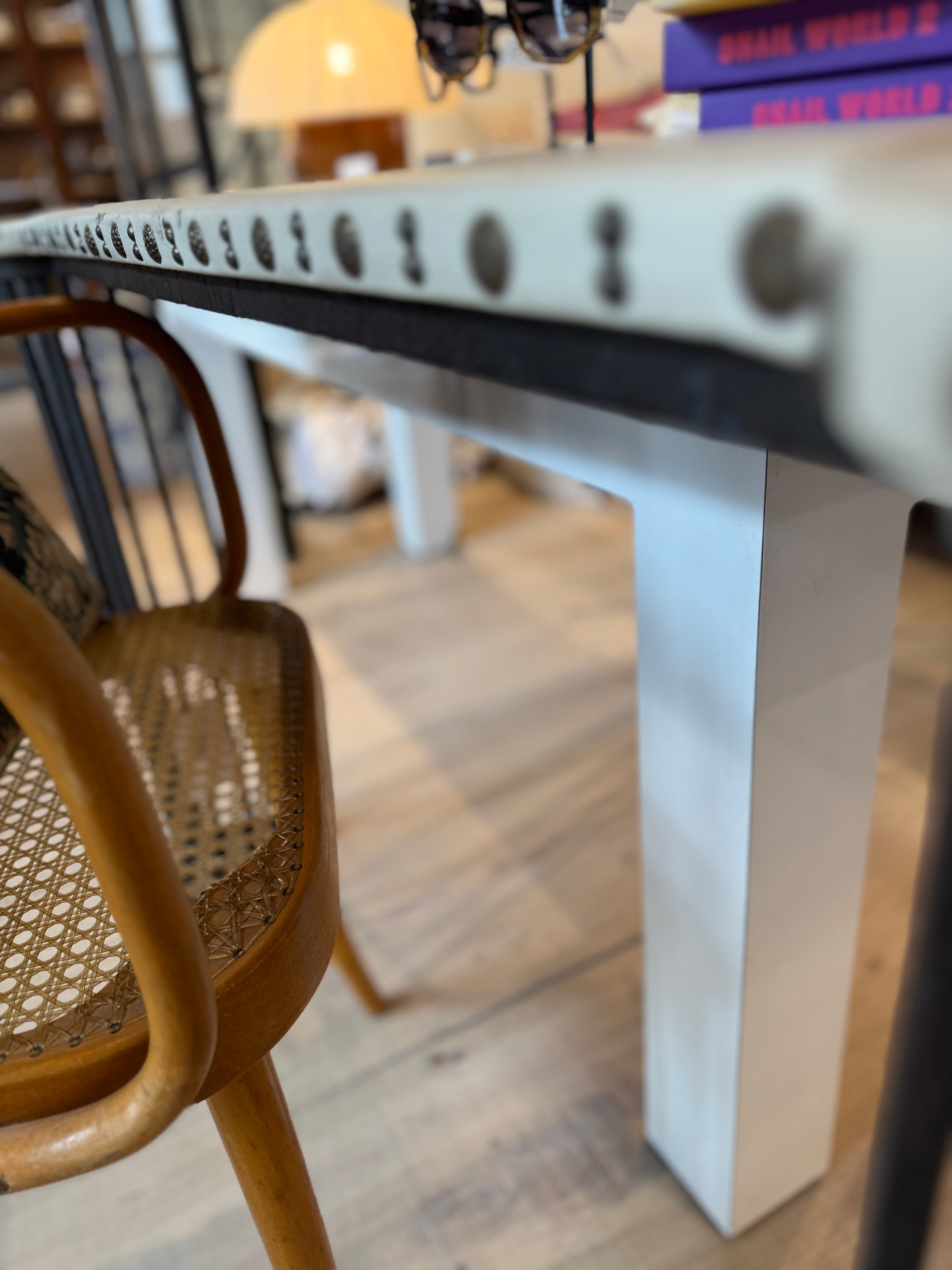 Iron & Leather Game Table by Marjorie Shushan Studio