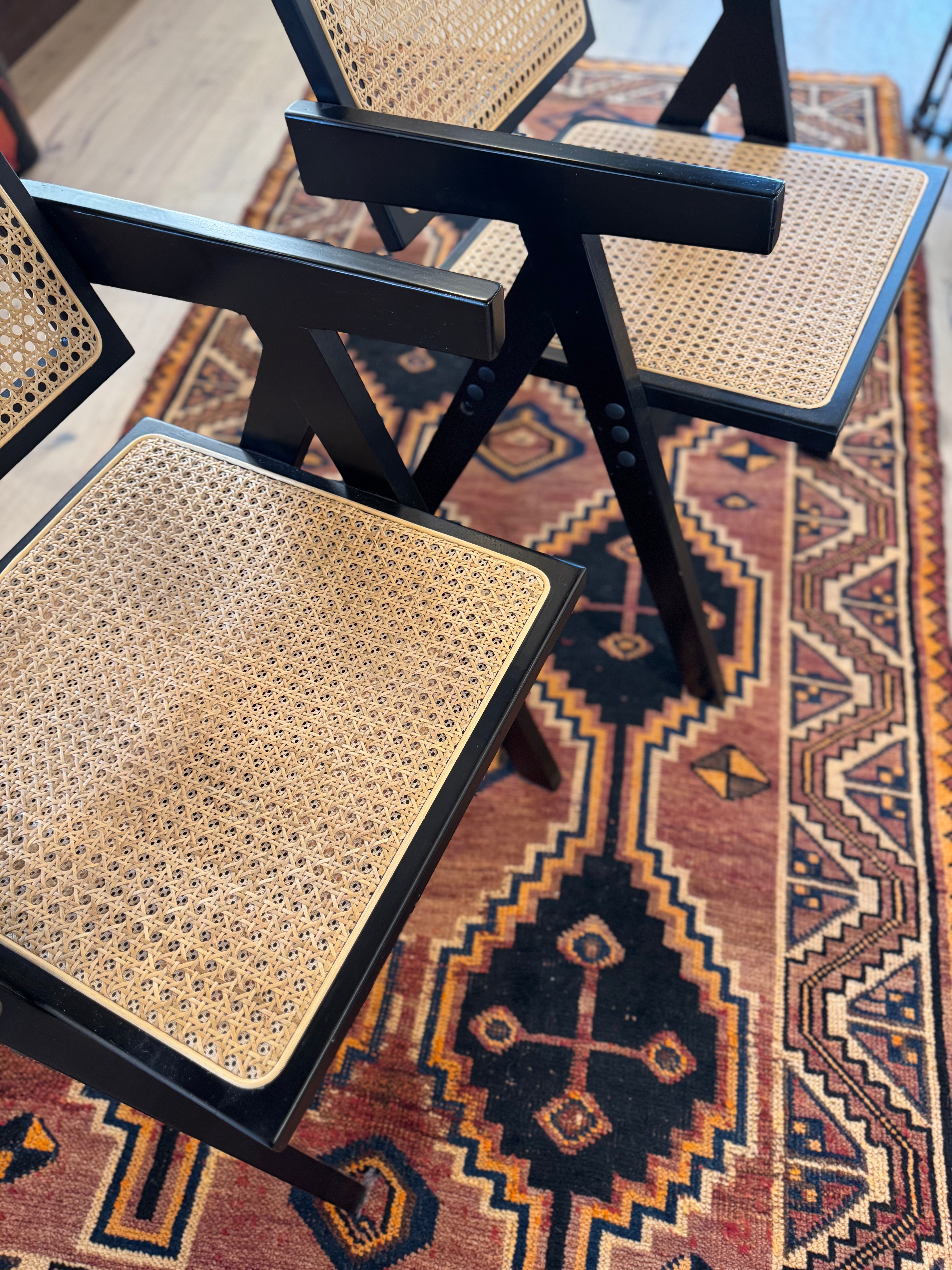 Easy Chairs in the style of Pierre Jeanneret set of 4