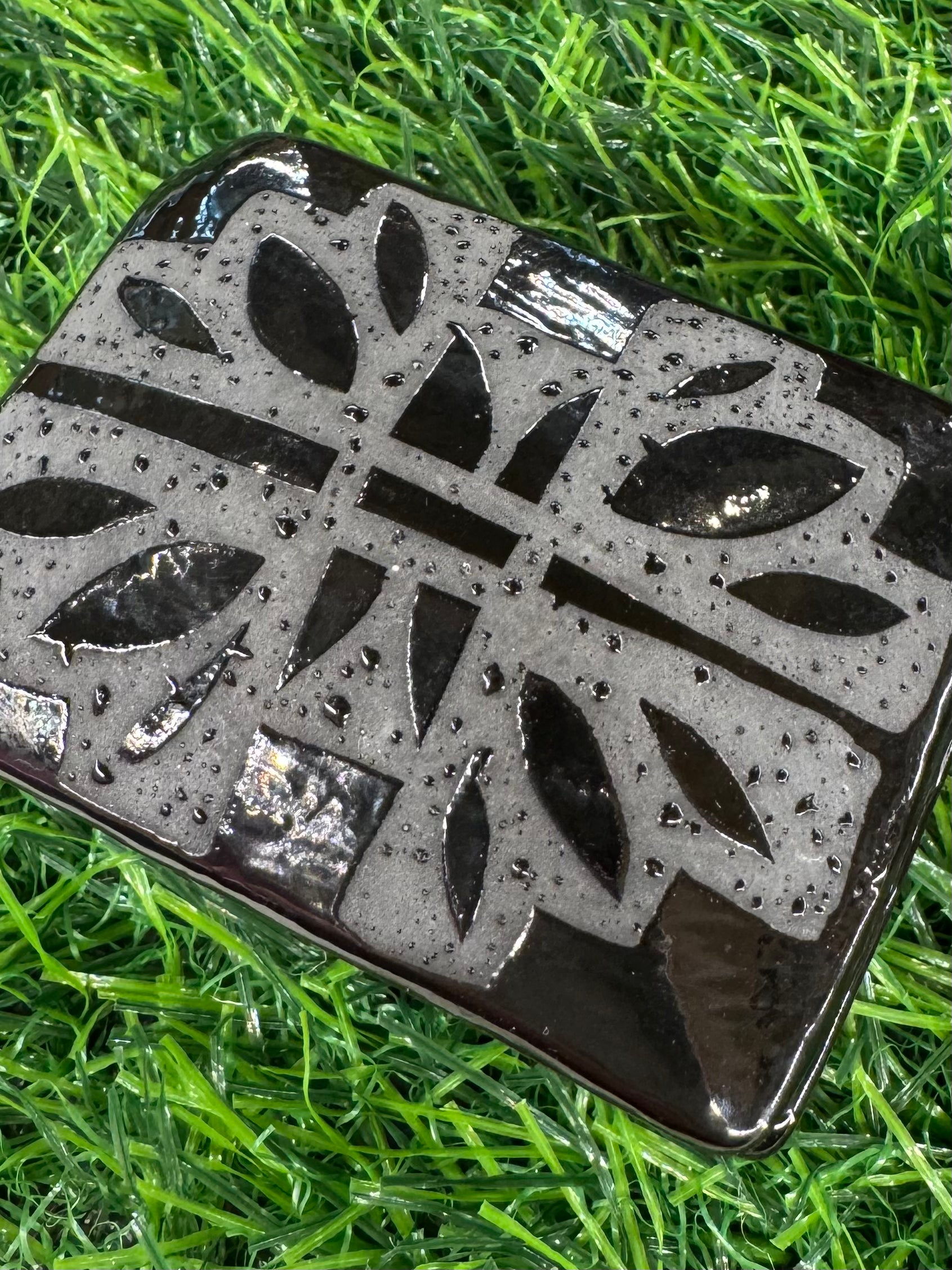 Black Glazed Signed Trinket Dish