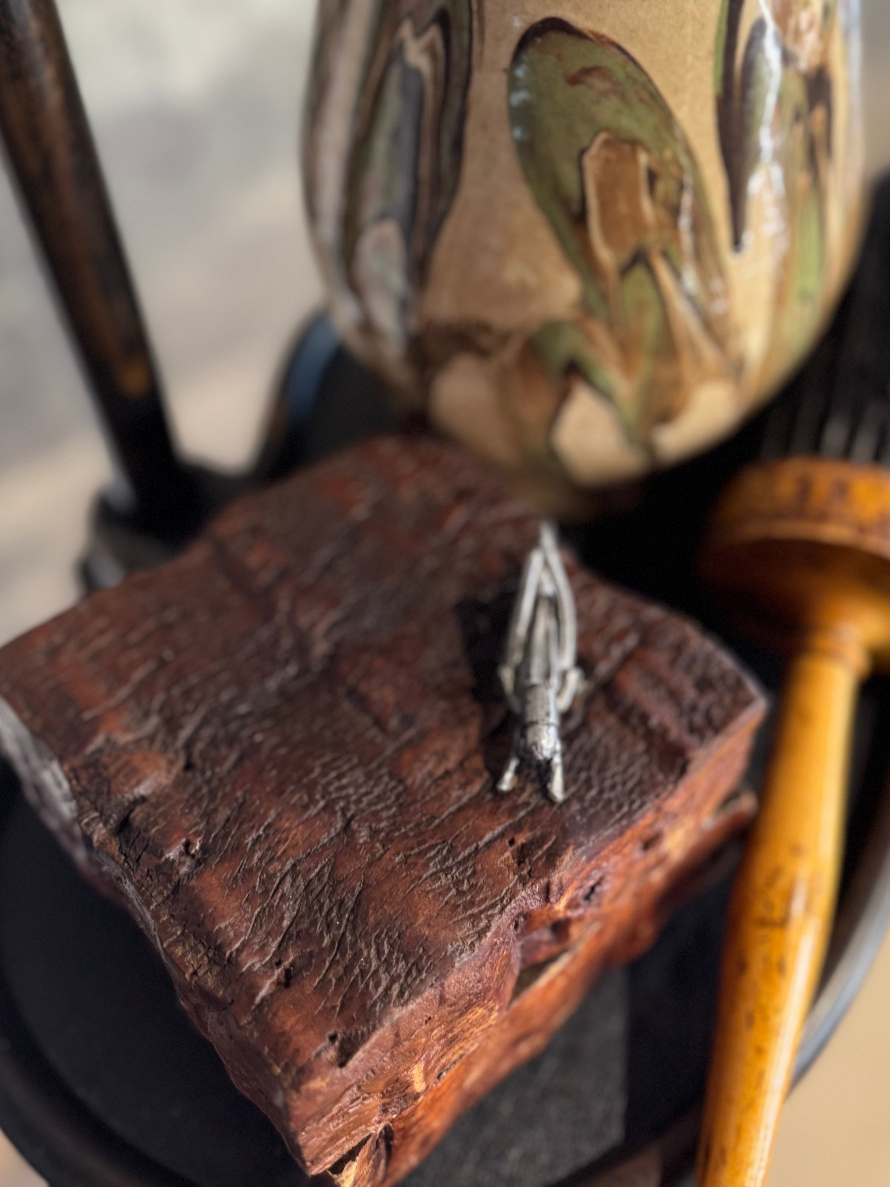 Wooden Box with Grasshopper