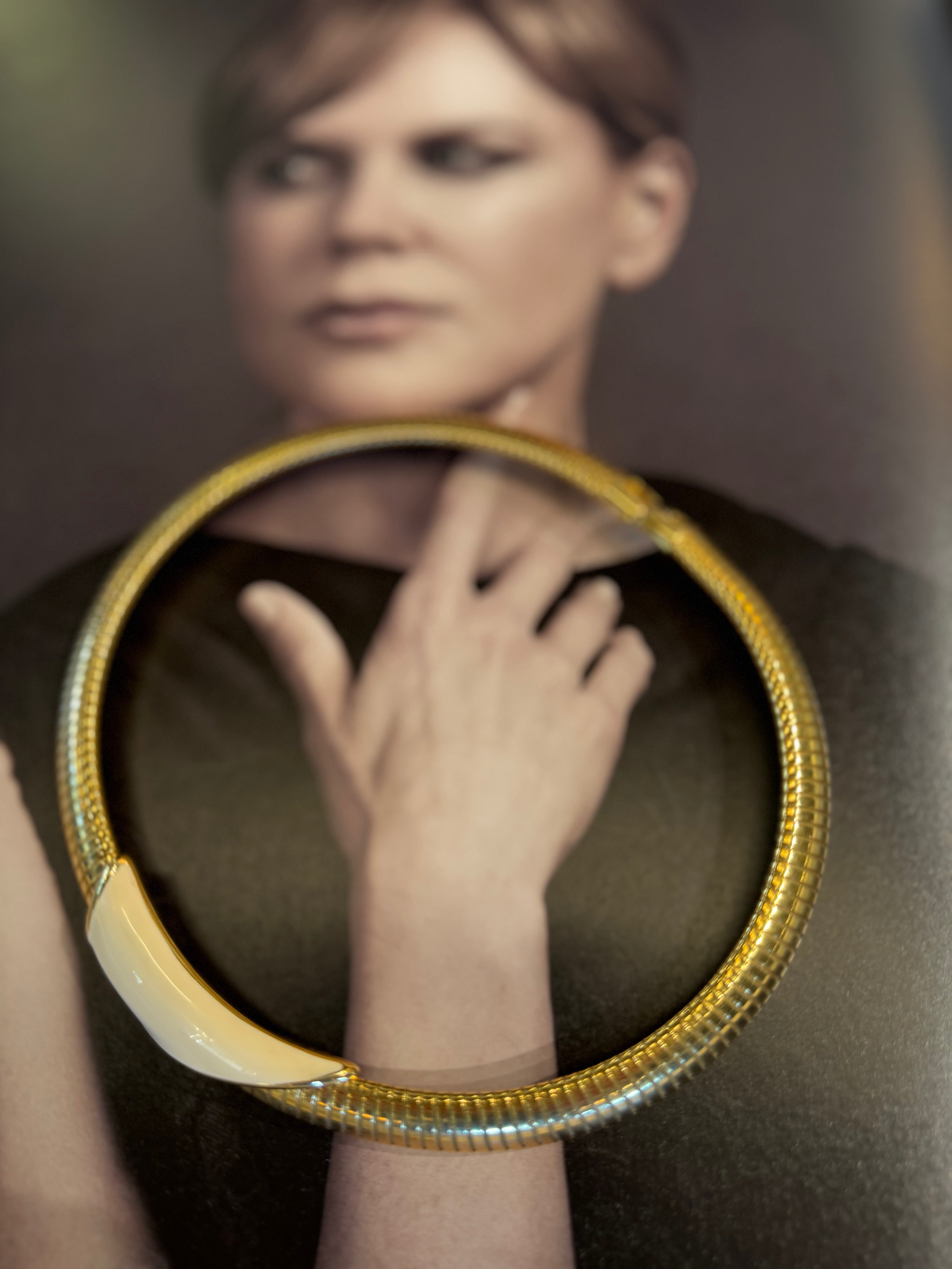 esc. Vintage Omega Cream Enamel Necklace