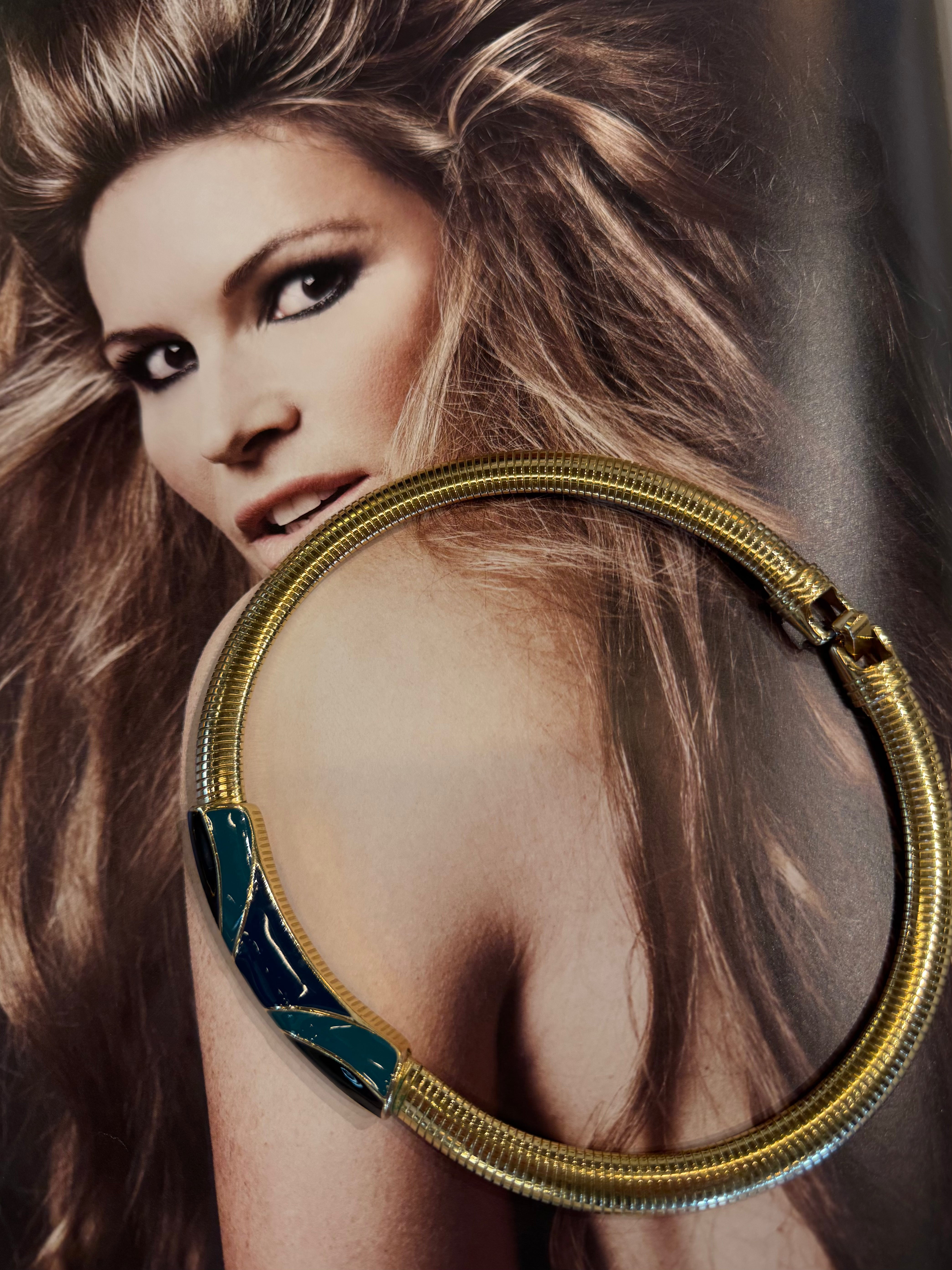 esc. Vintage Omega Black + Blue Deco Necklace