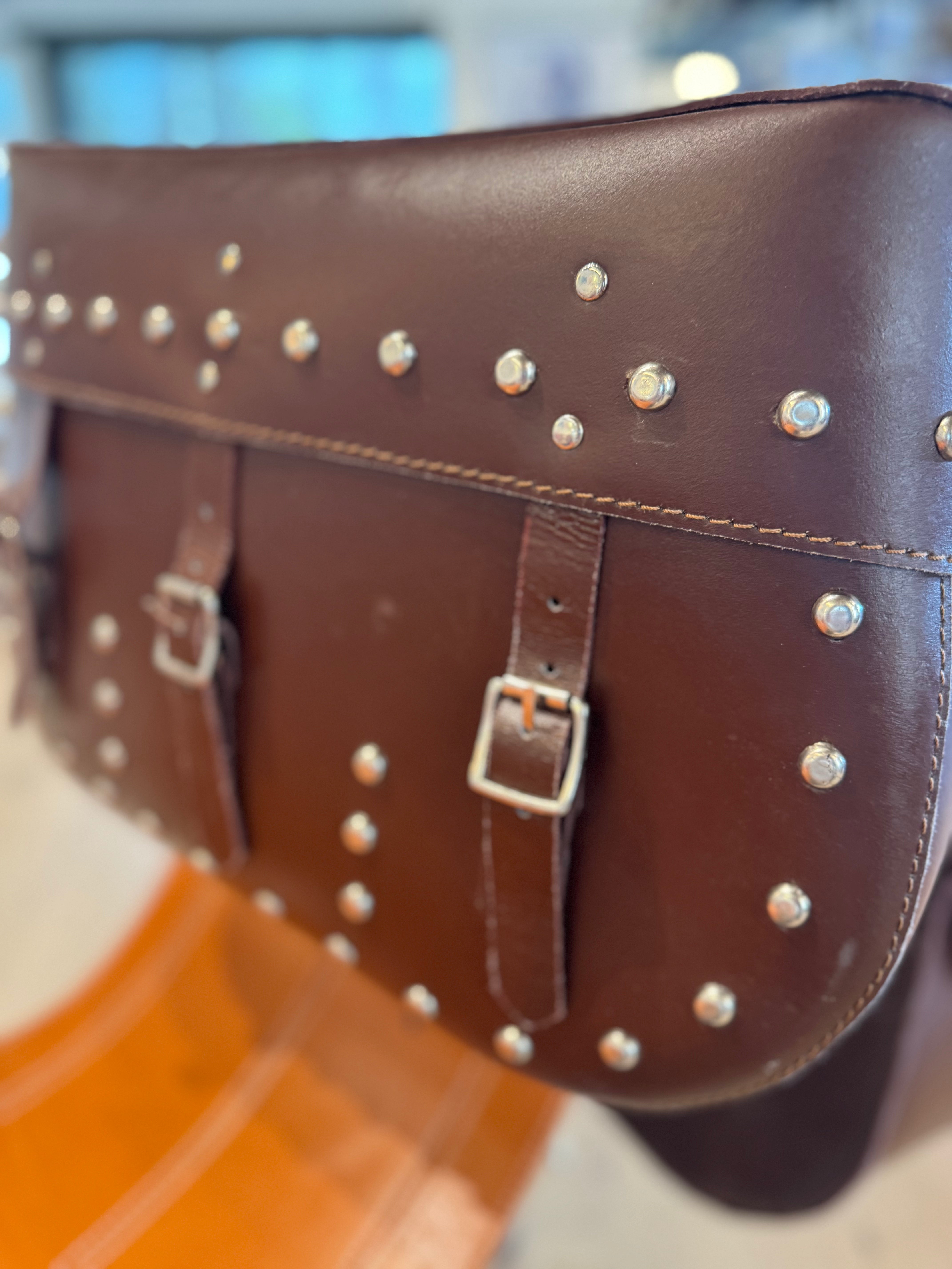 3 Buckle Studded Double Saddle Bags