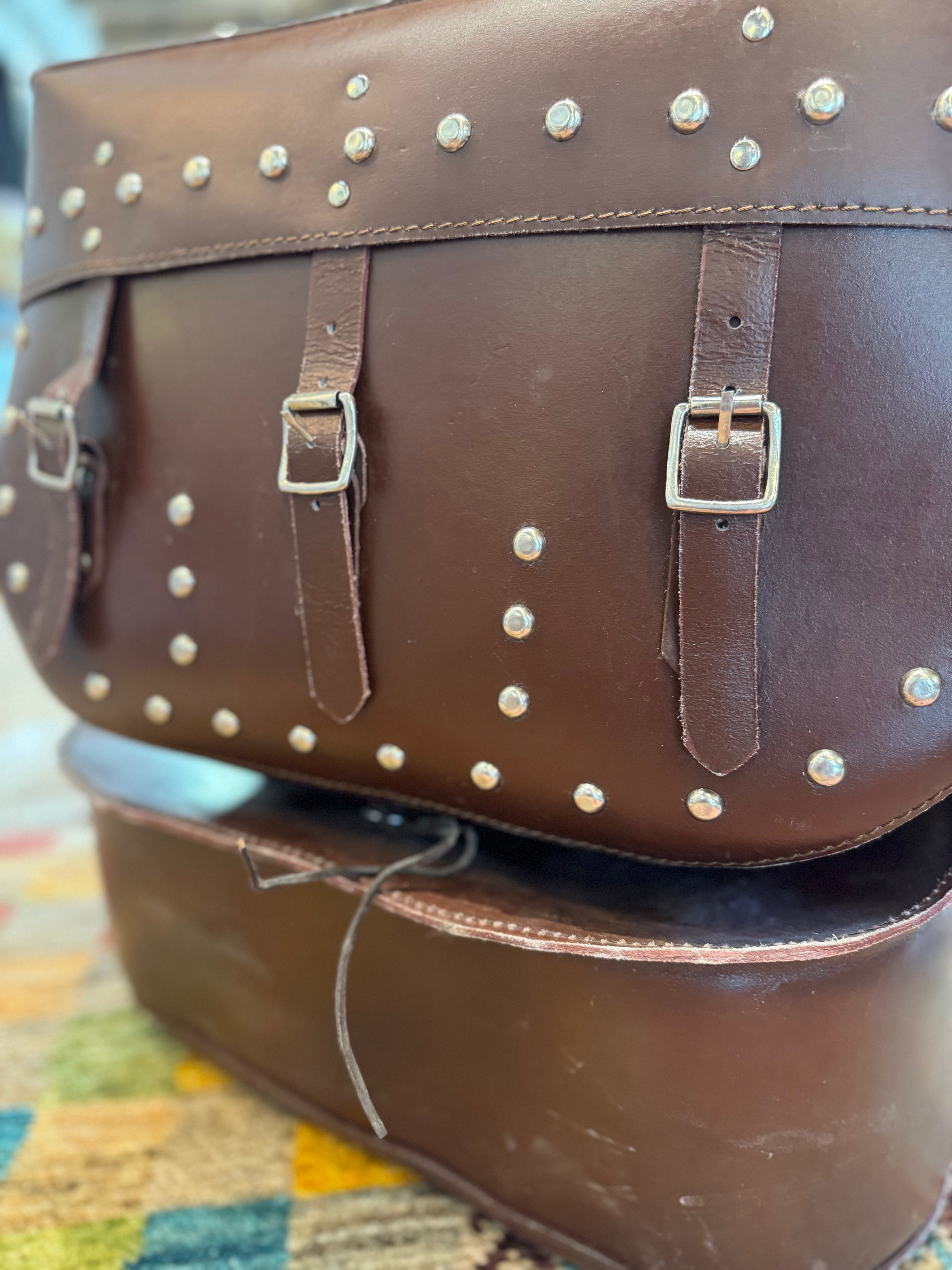 3 Buckle Studded Double Saddle Bags