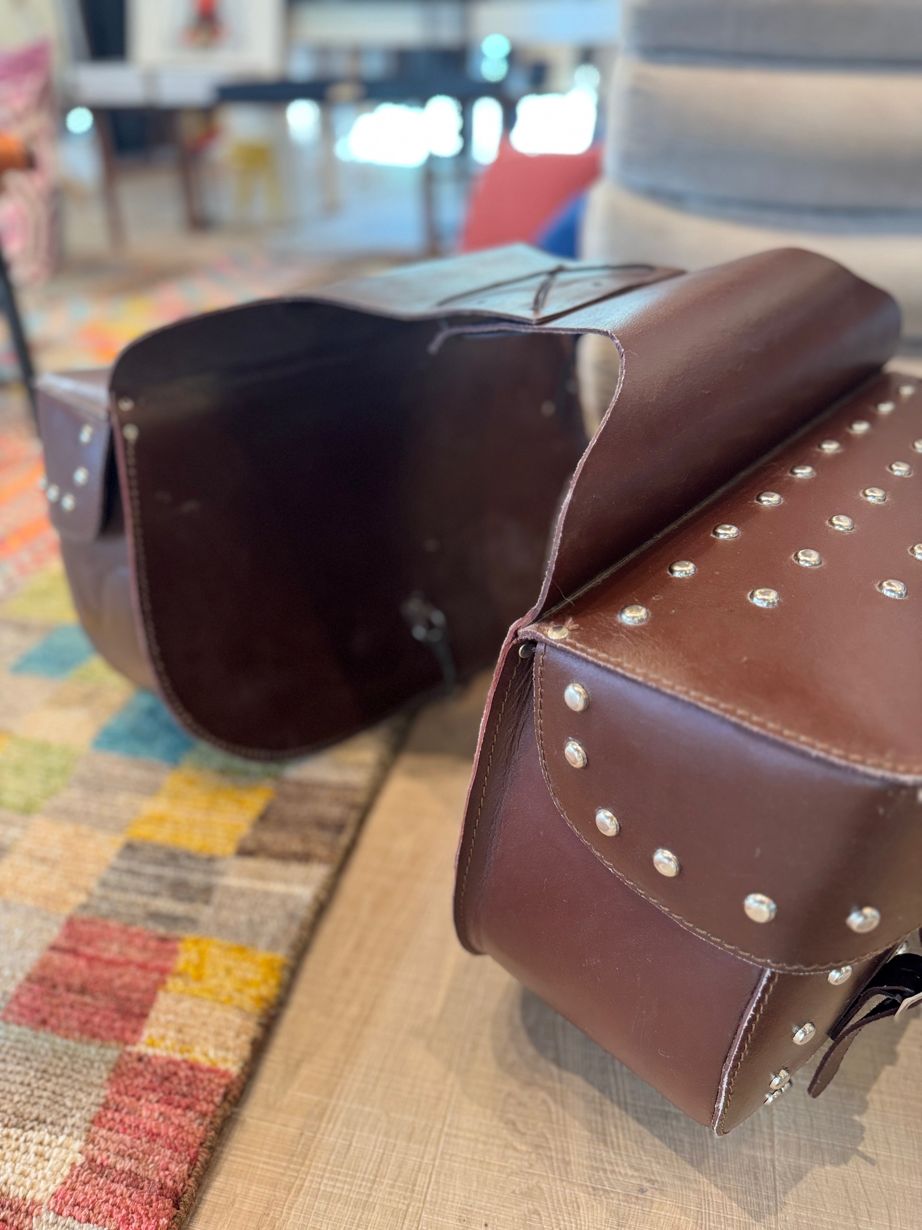 3 Buckle Studded Double Saddle Bags