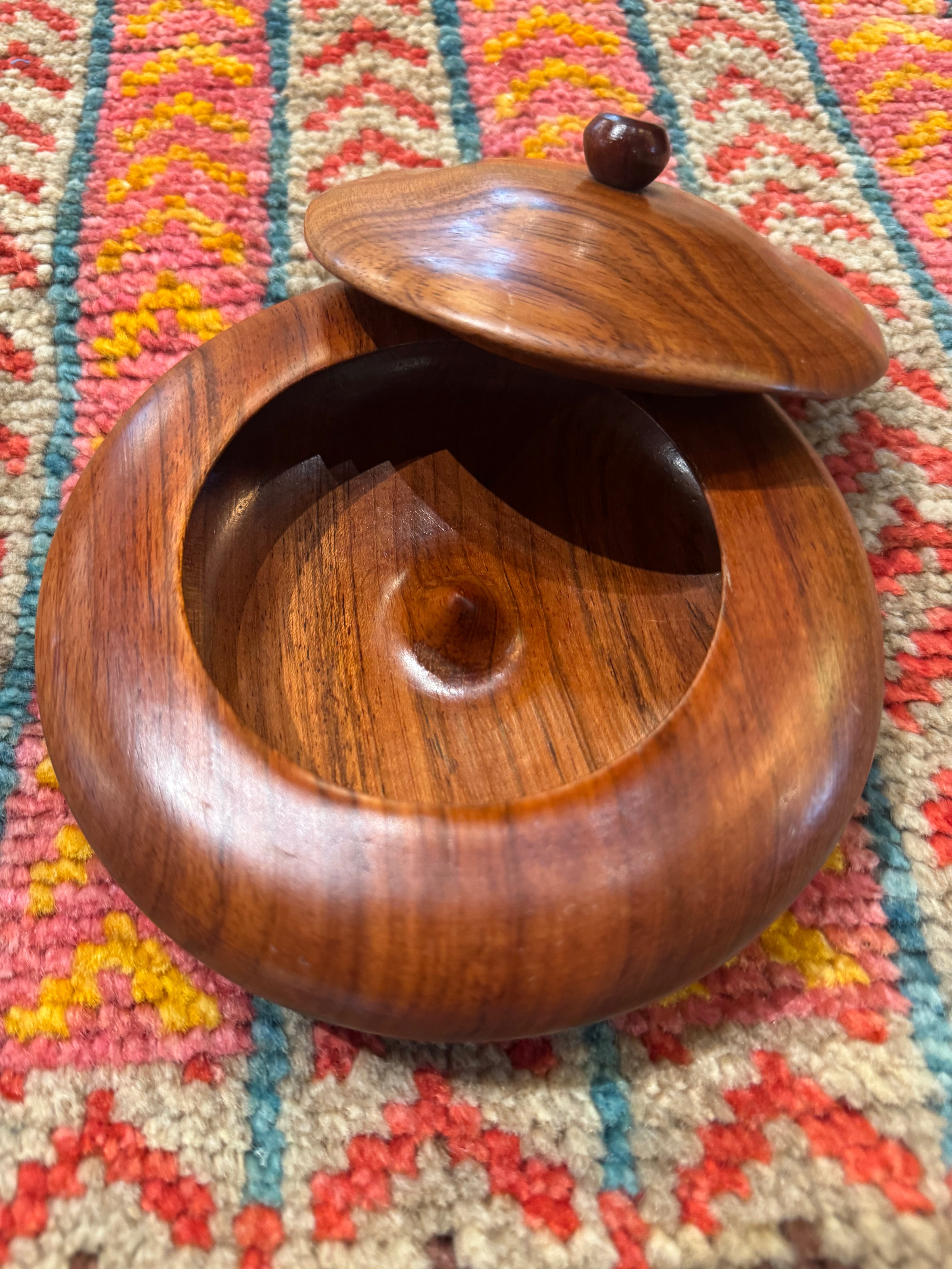 esc. MCM Teak Trinket Bowl w/Lid