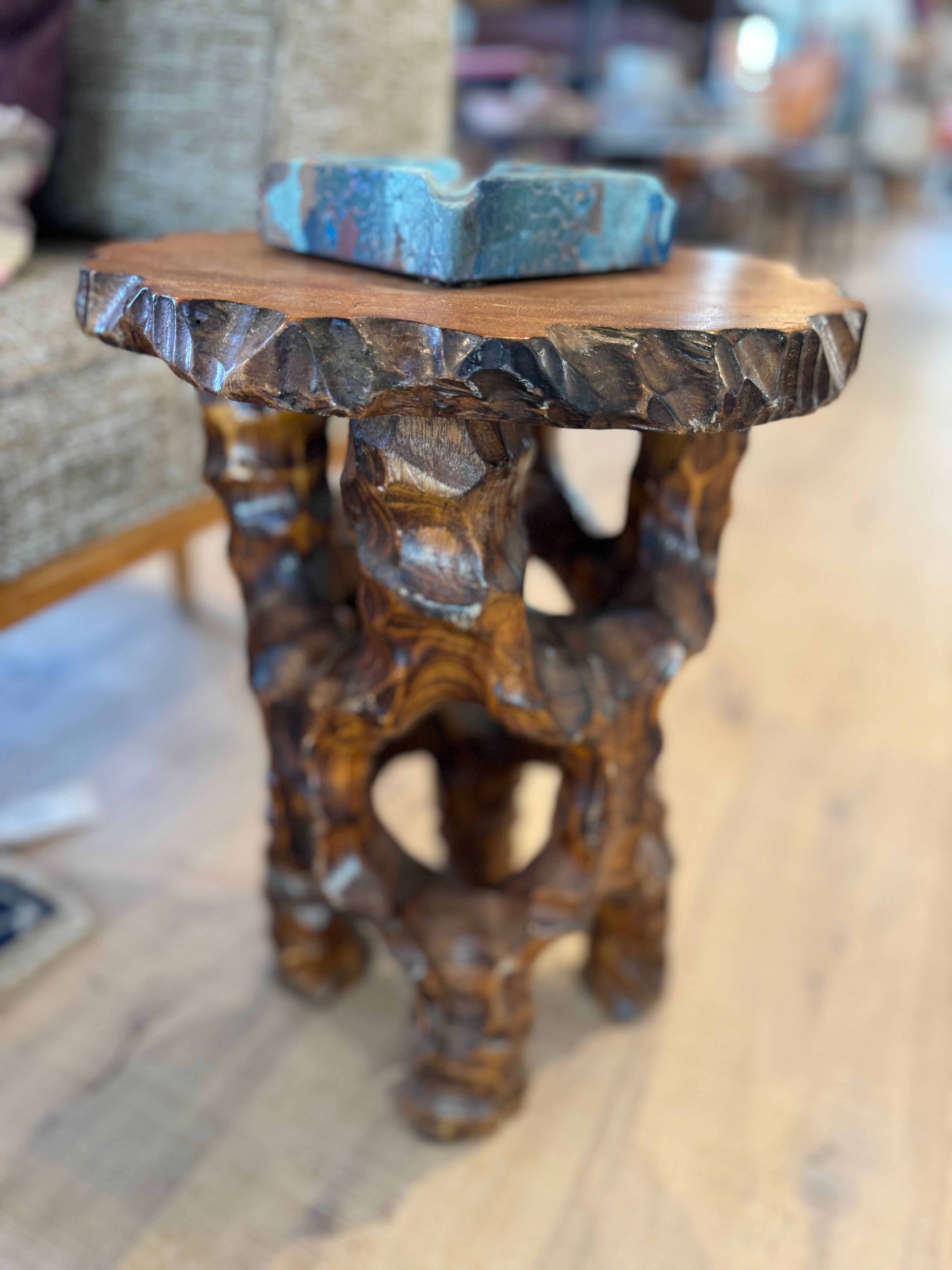 Pine Folk Art Side Table/ Stool