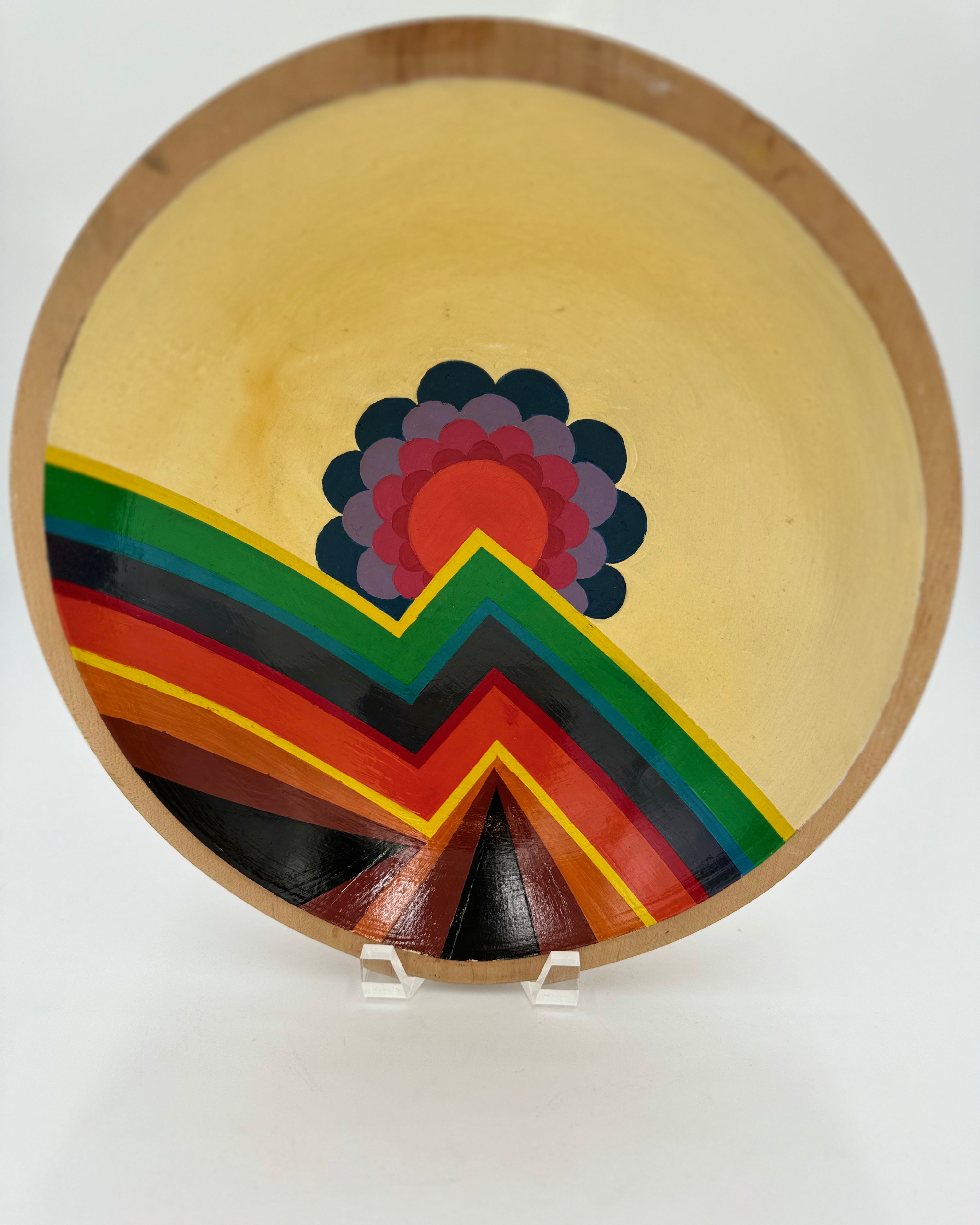 Vintage Painted Rainbow Flower Bowl