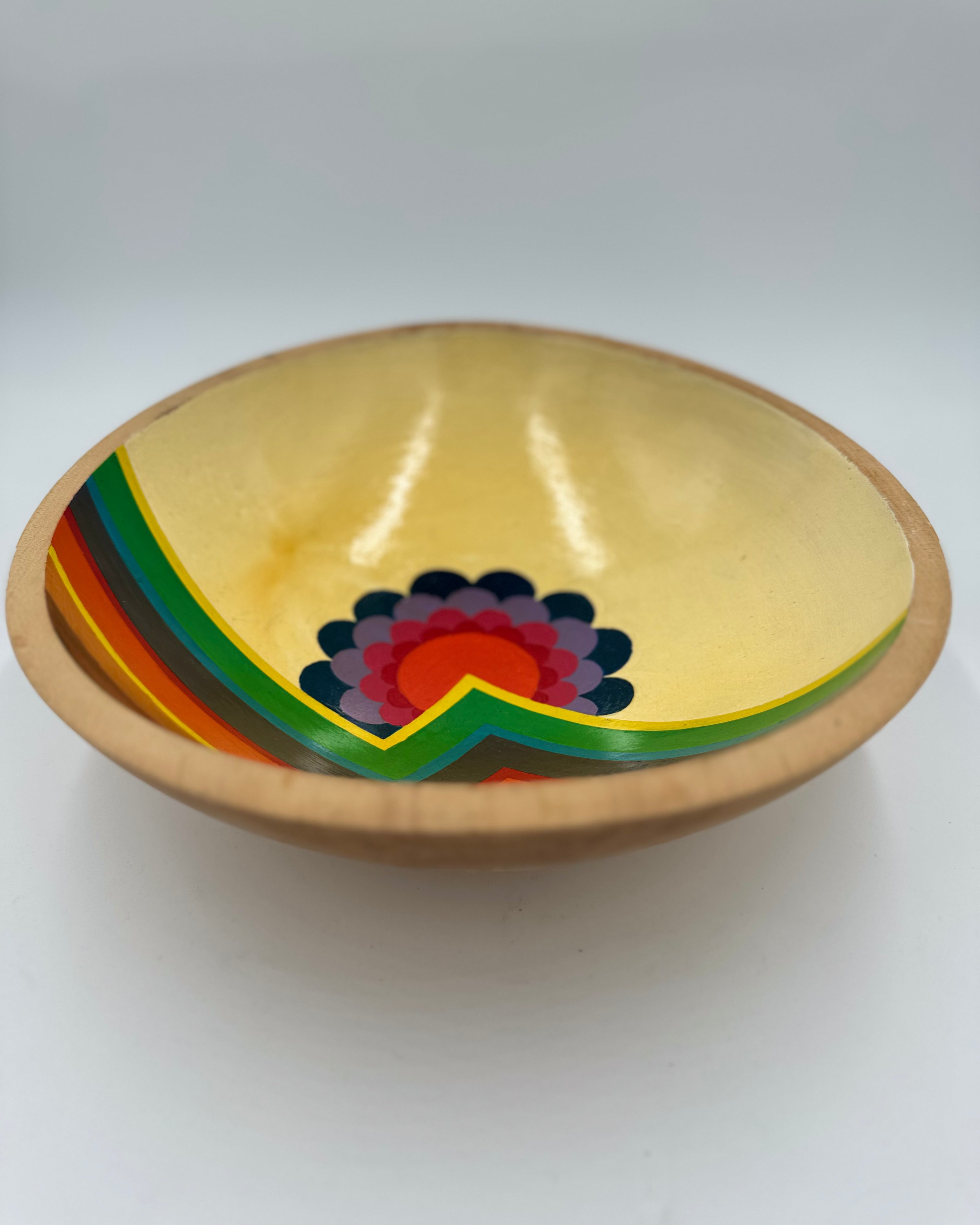 Vintage Painted Rainbow Flower Bowl