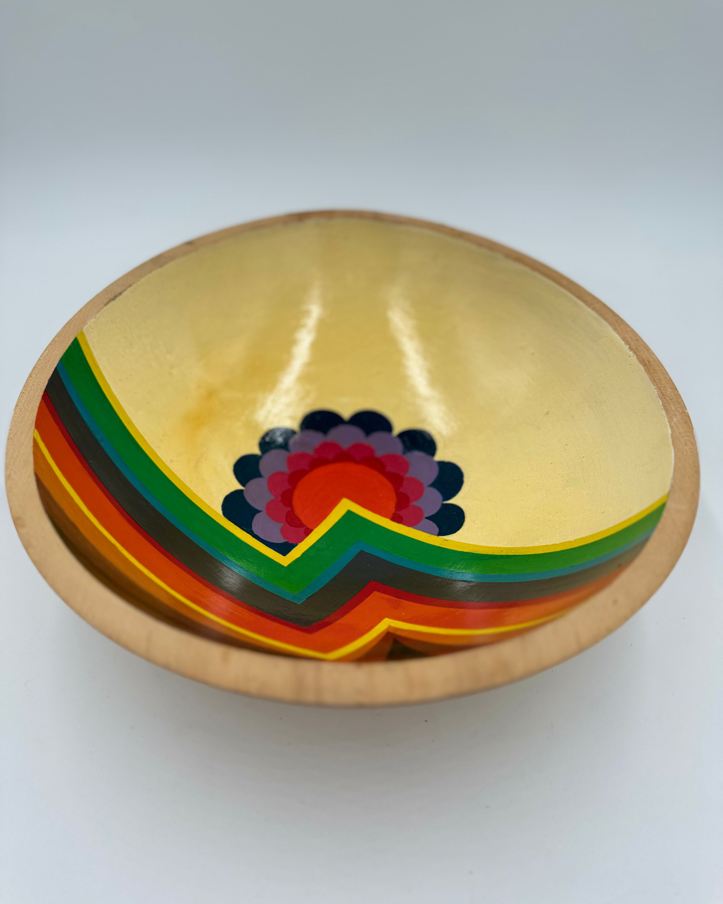 Vintage Painted Rainbow Flower Bowl