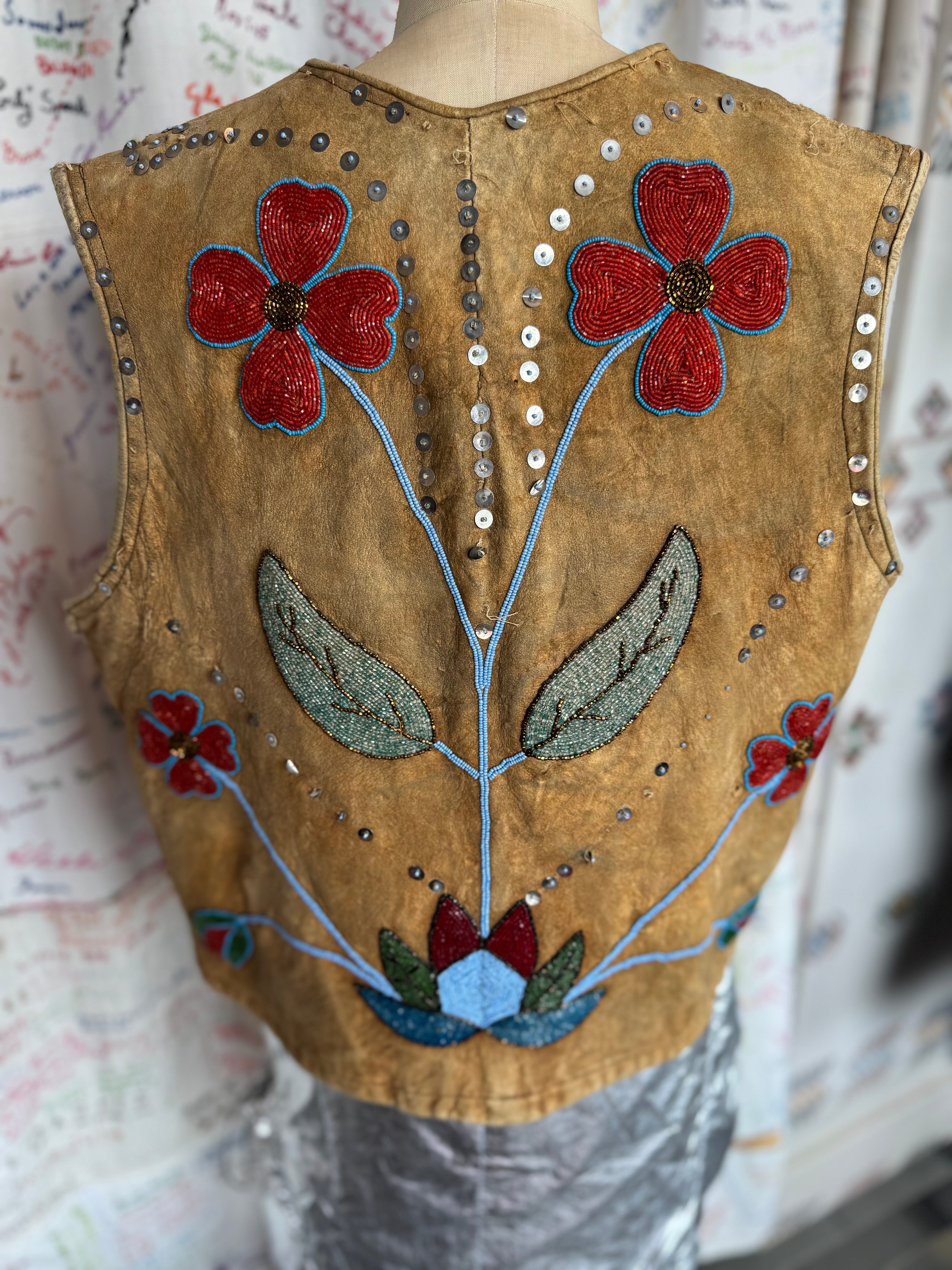 esc. Native American Buckskin & Glass Bead Vest