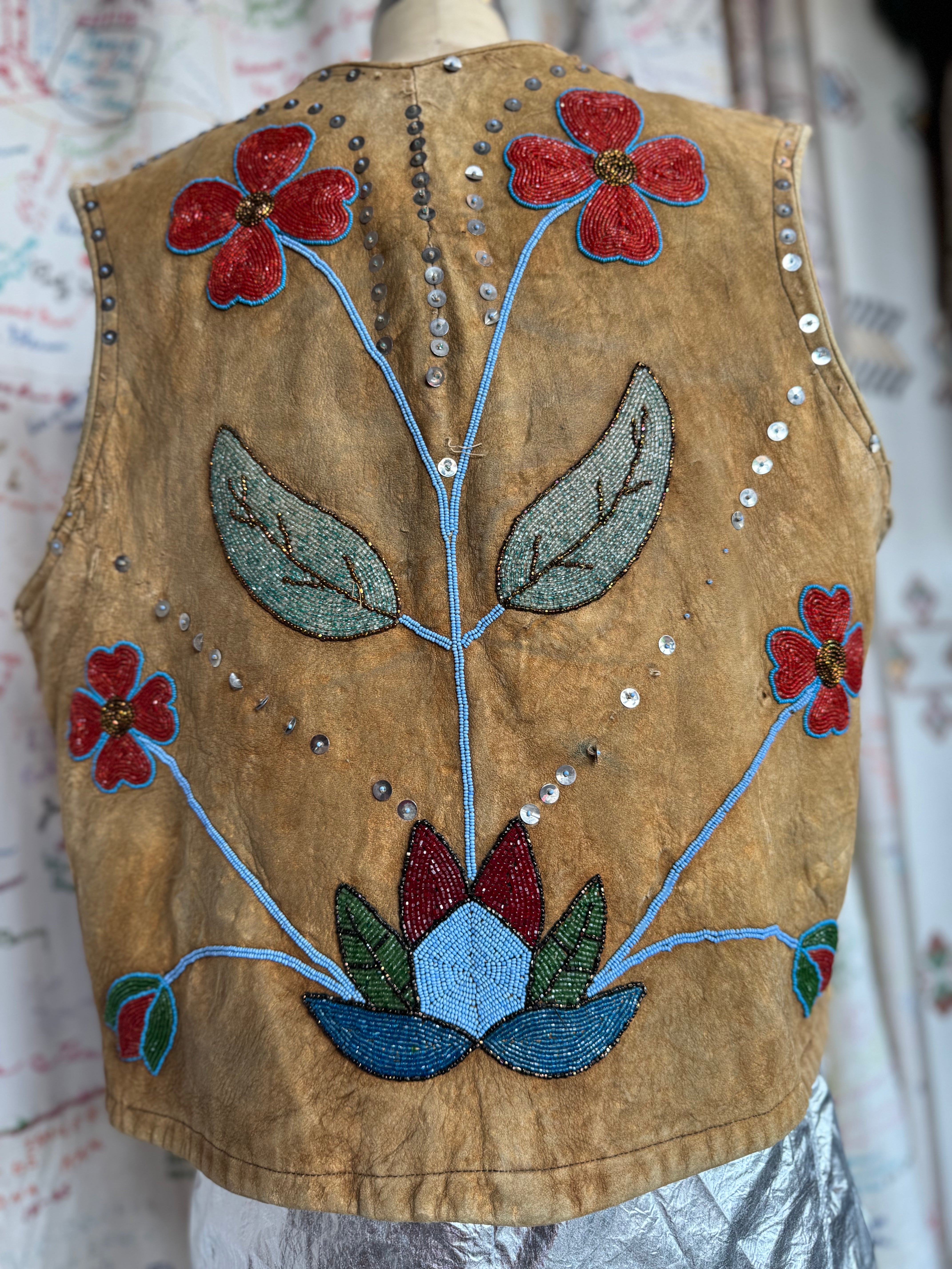 esc. Native American Buckskin & Glass Bead Vest