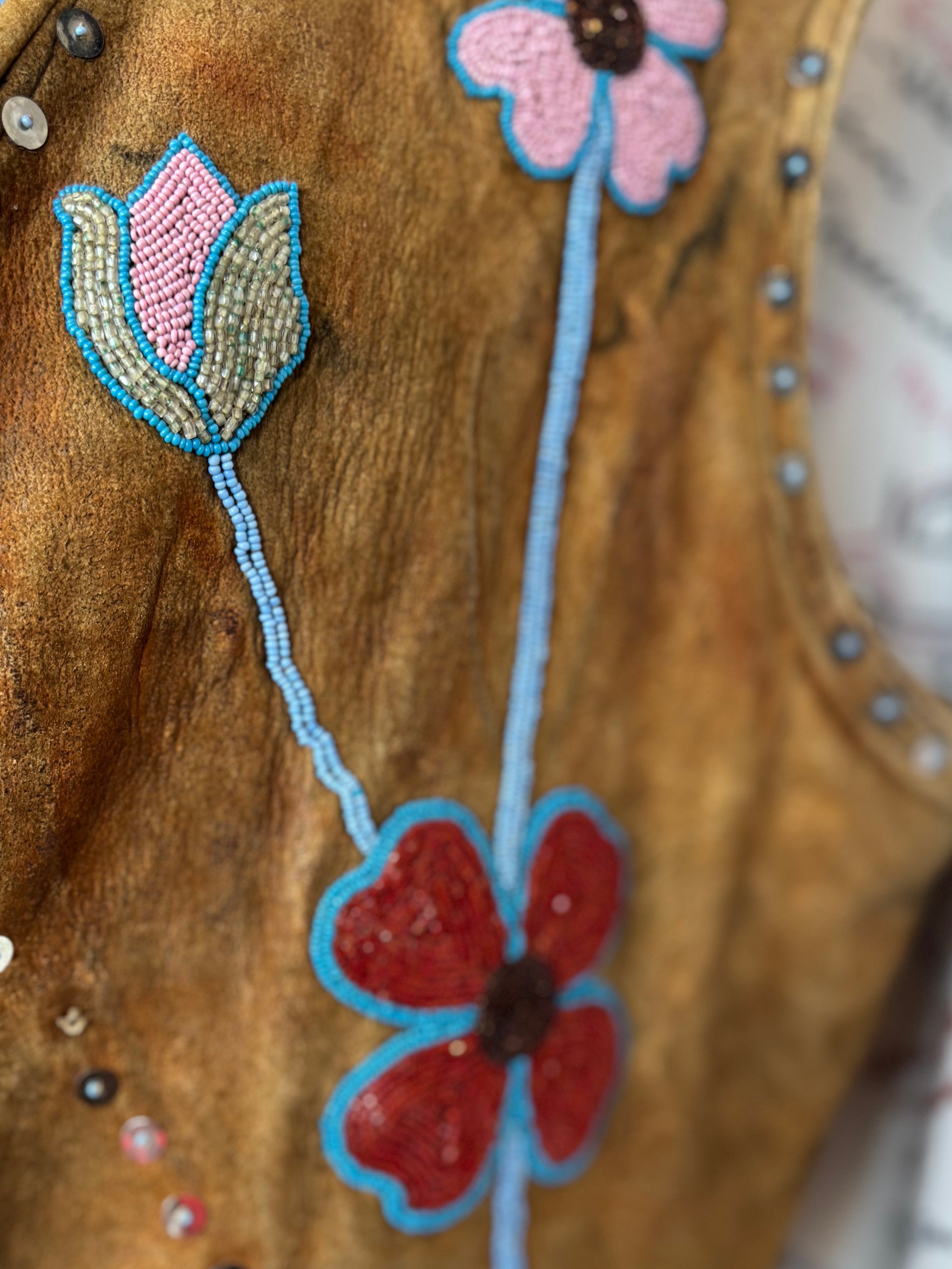 esc. Native American Buckskin & Glass Bead Vest