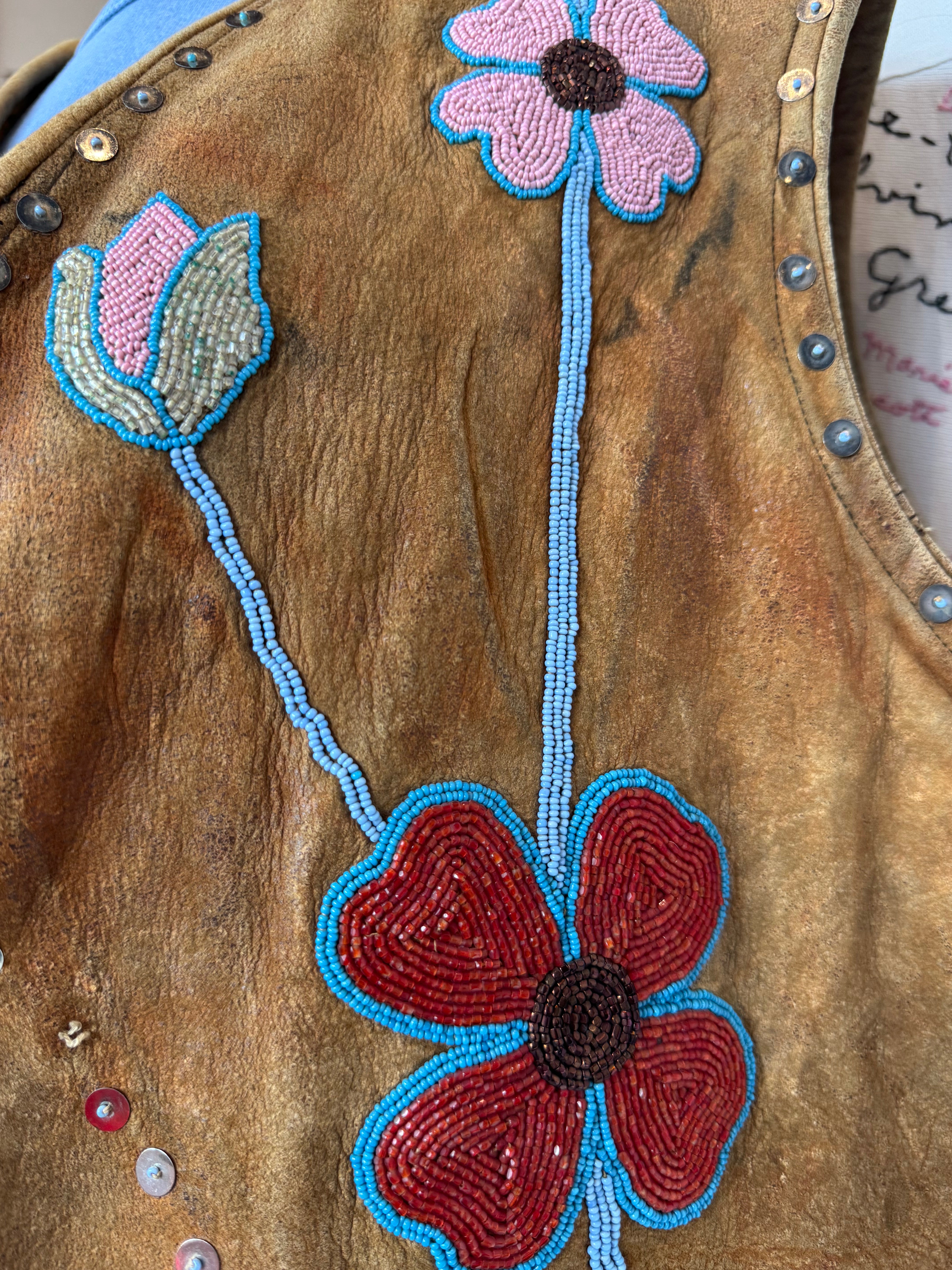 esc. Native American Buckskin & Glass Bead Vest