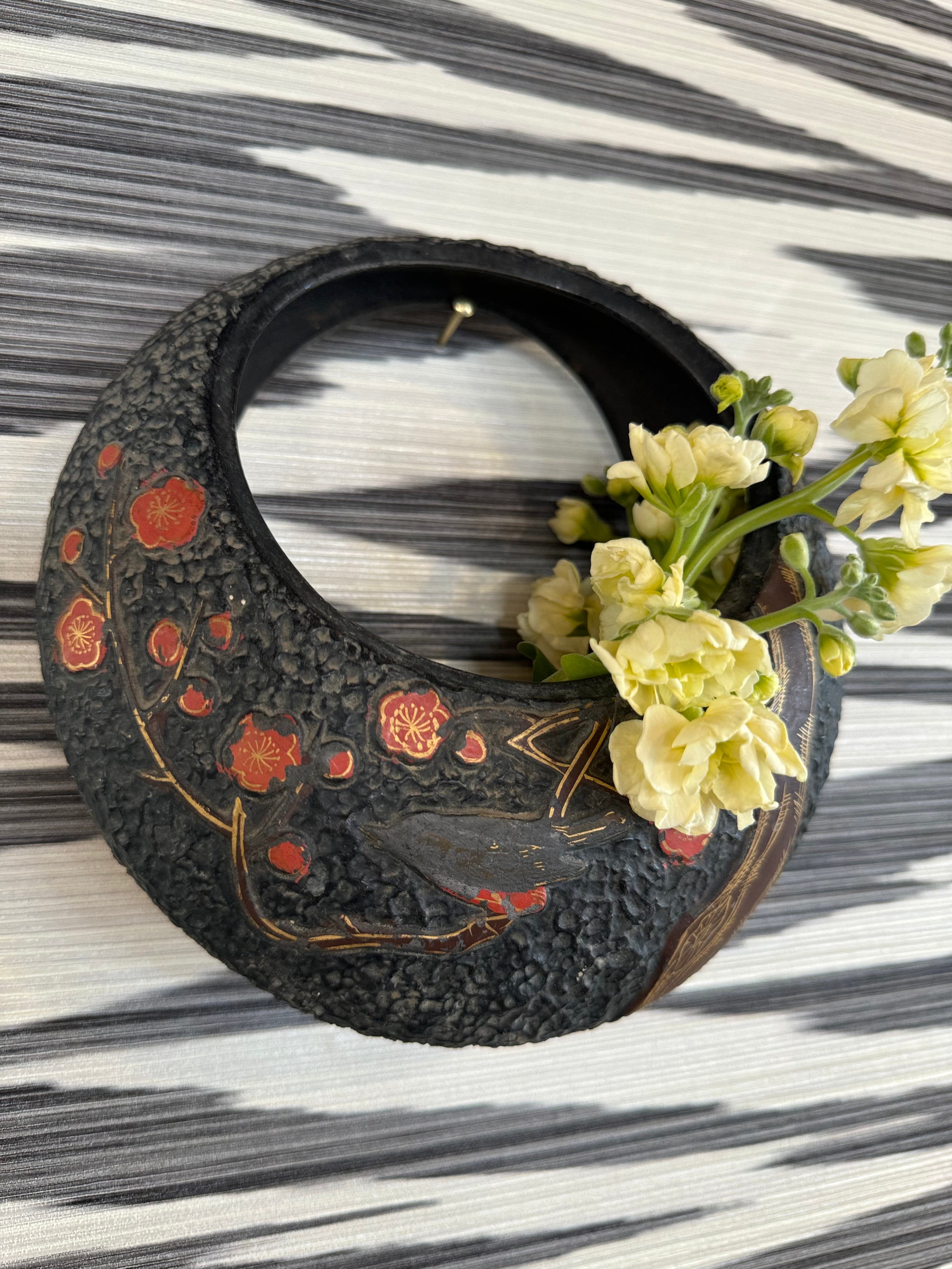 Wall pocket vase with tree & bird