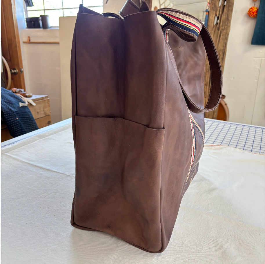 by elke Chocolate Veg Tanned XL Leather Tote