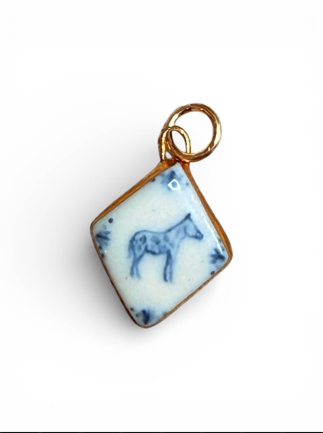 Hand Painted + Porcelain Charms 22K Gold Luster