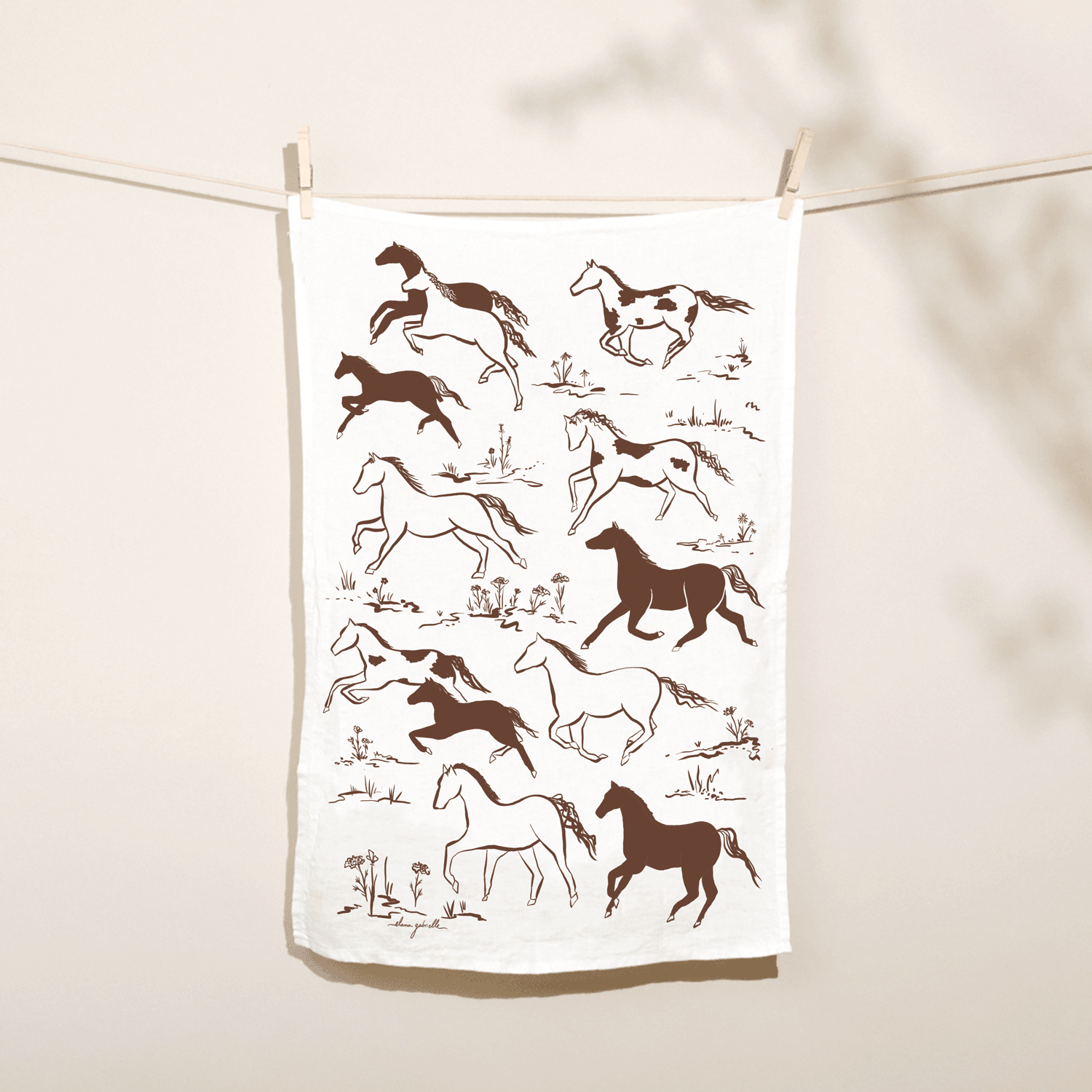 Wild Horses Linen Tea Towel