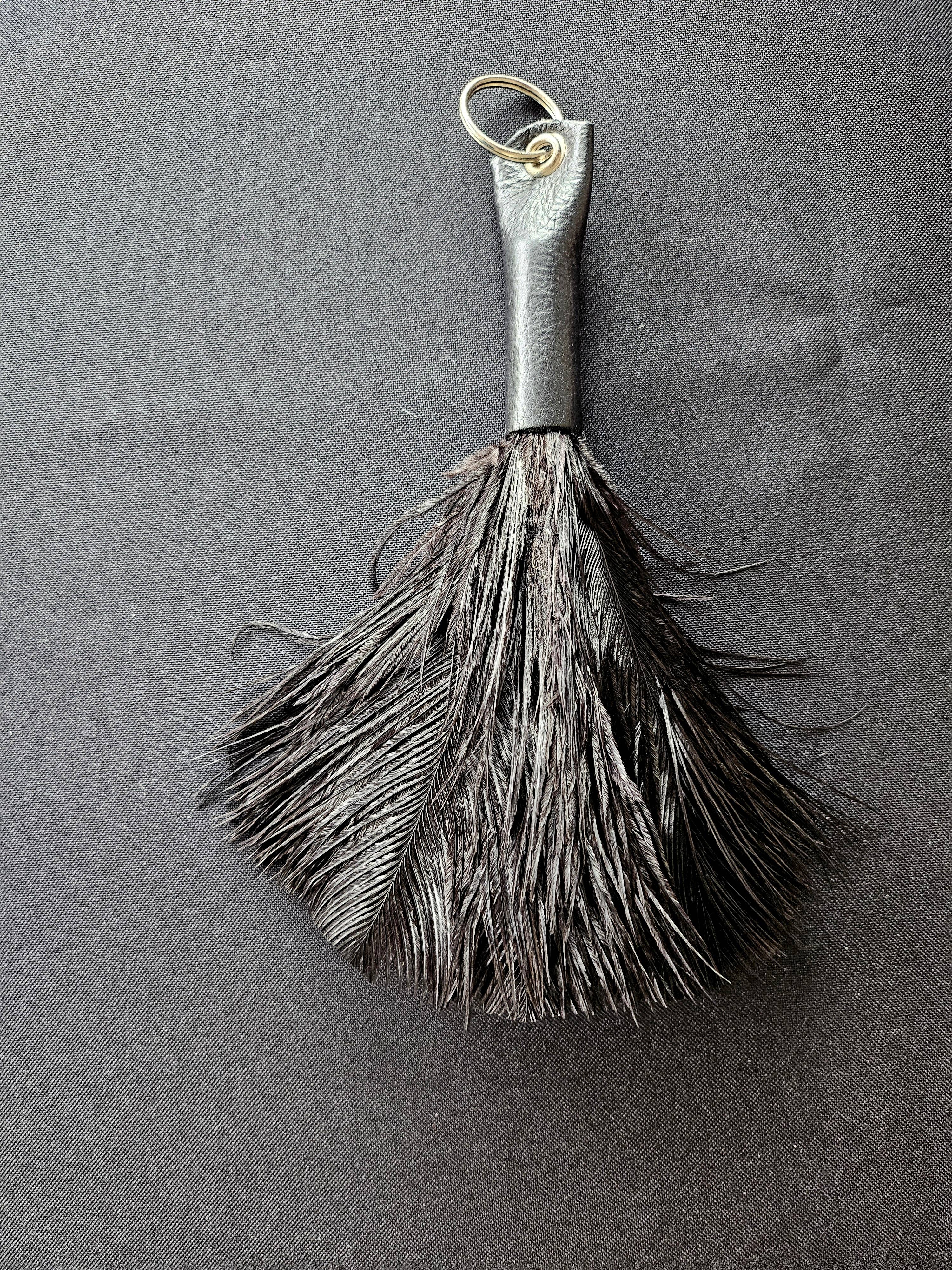 Ostrich Feather Charm With Leather Top