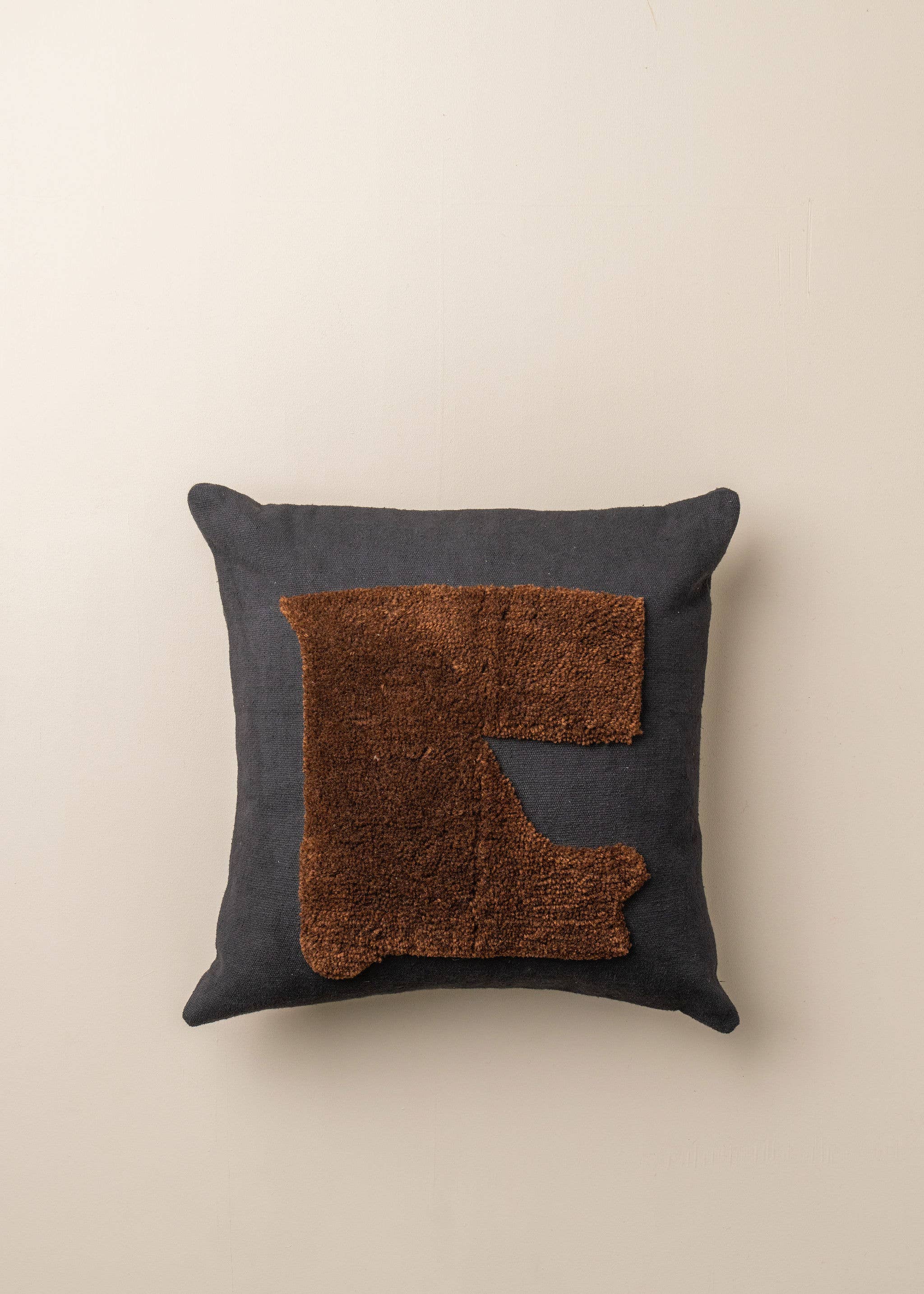 Black and Chocolate Linen & Wool Abstract Pillow