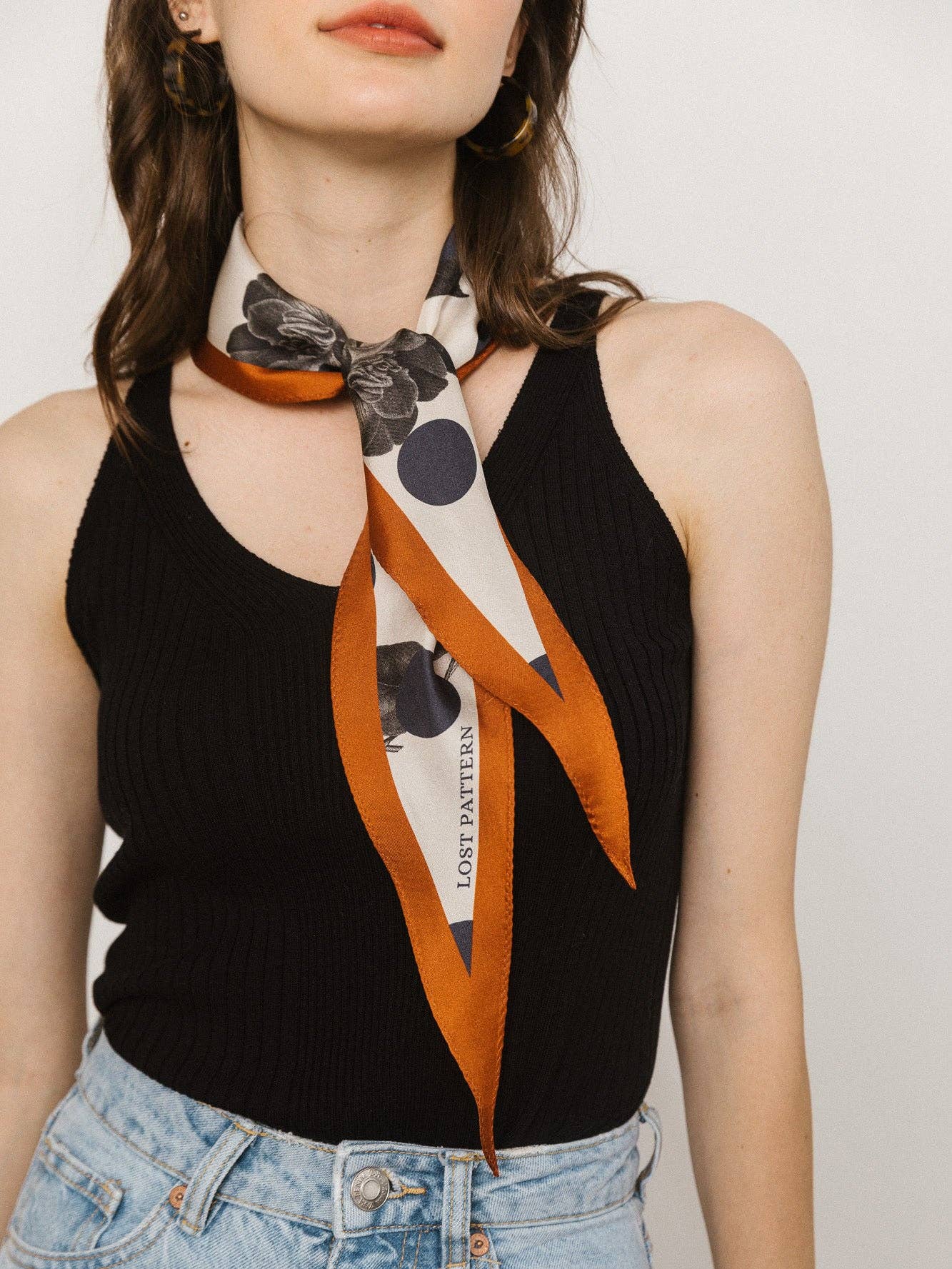 Noir Floral Silk Diamond Neckerchief