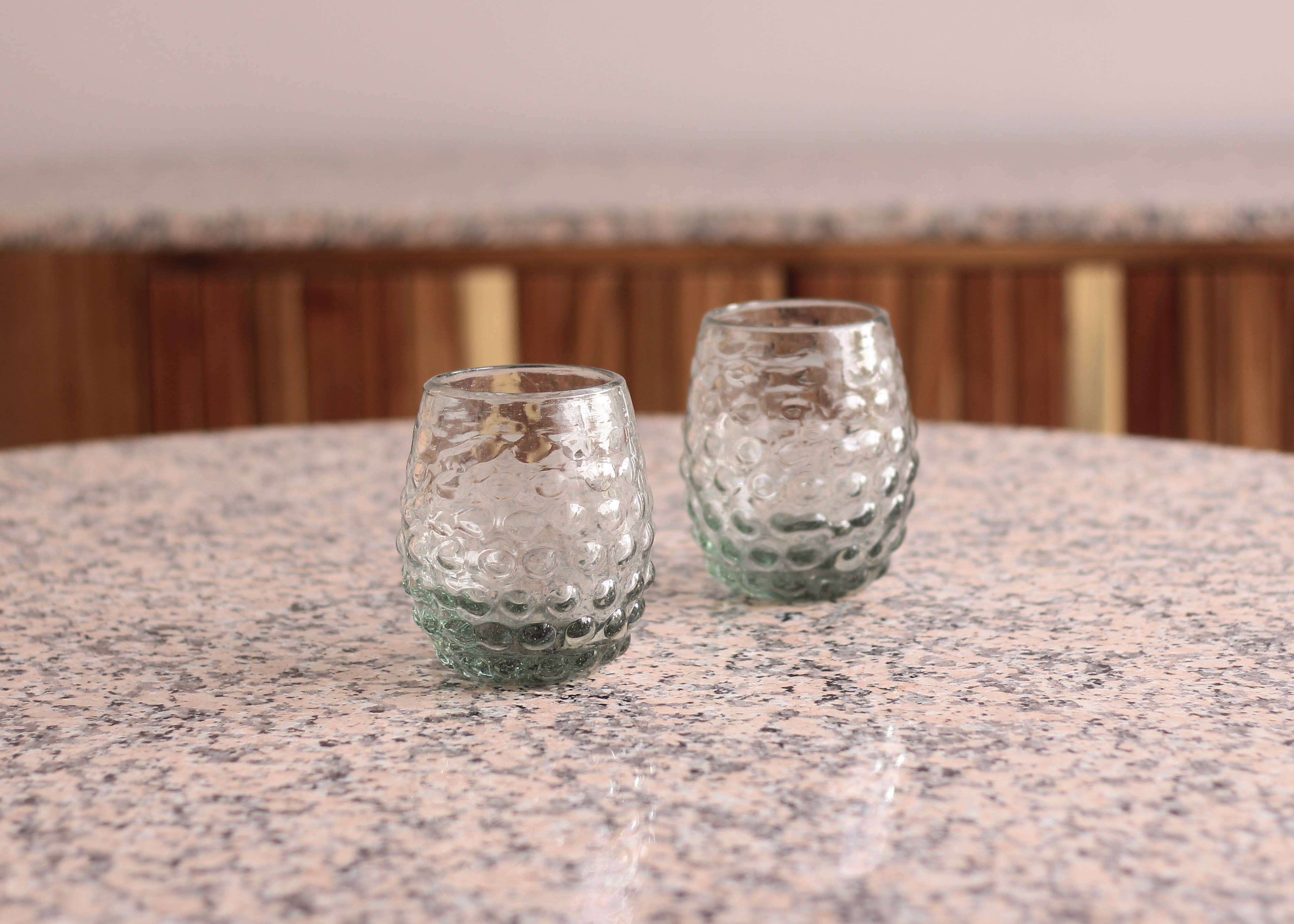 Hand Blown Wine/Cocktail Glass Tumbler - Bubble Texture